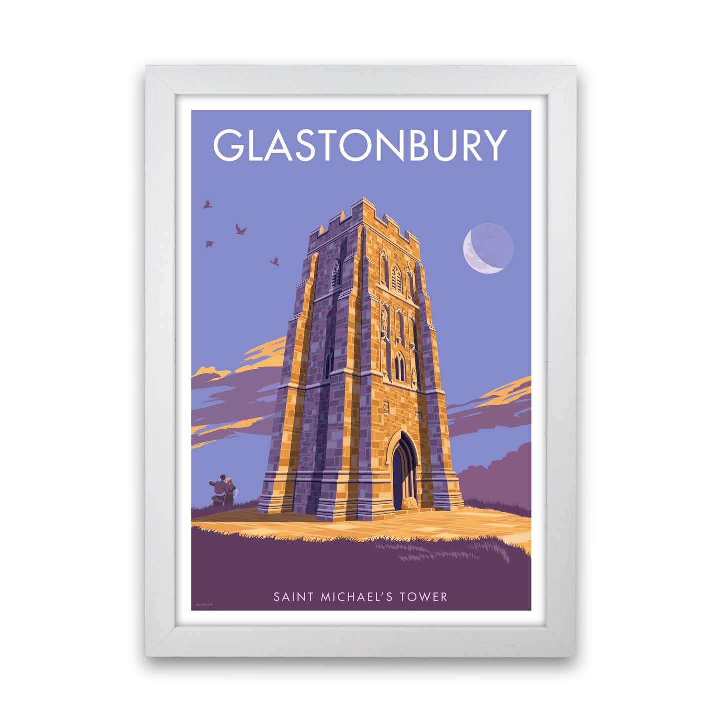 Saint Michael's Tower Glastonbury Art Print by Stephen Millership White Grain