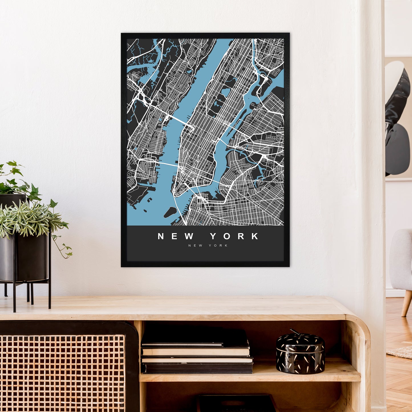 New York II Art Print by UrbanMaps A1 White Frame