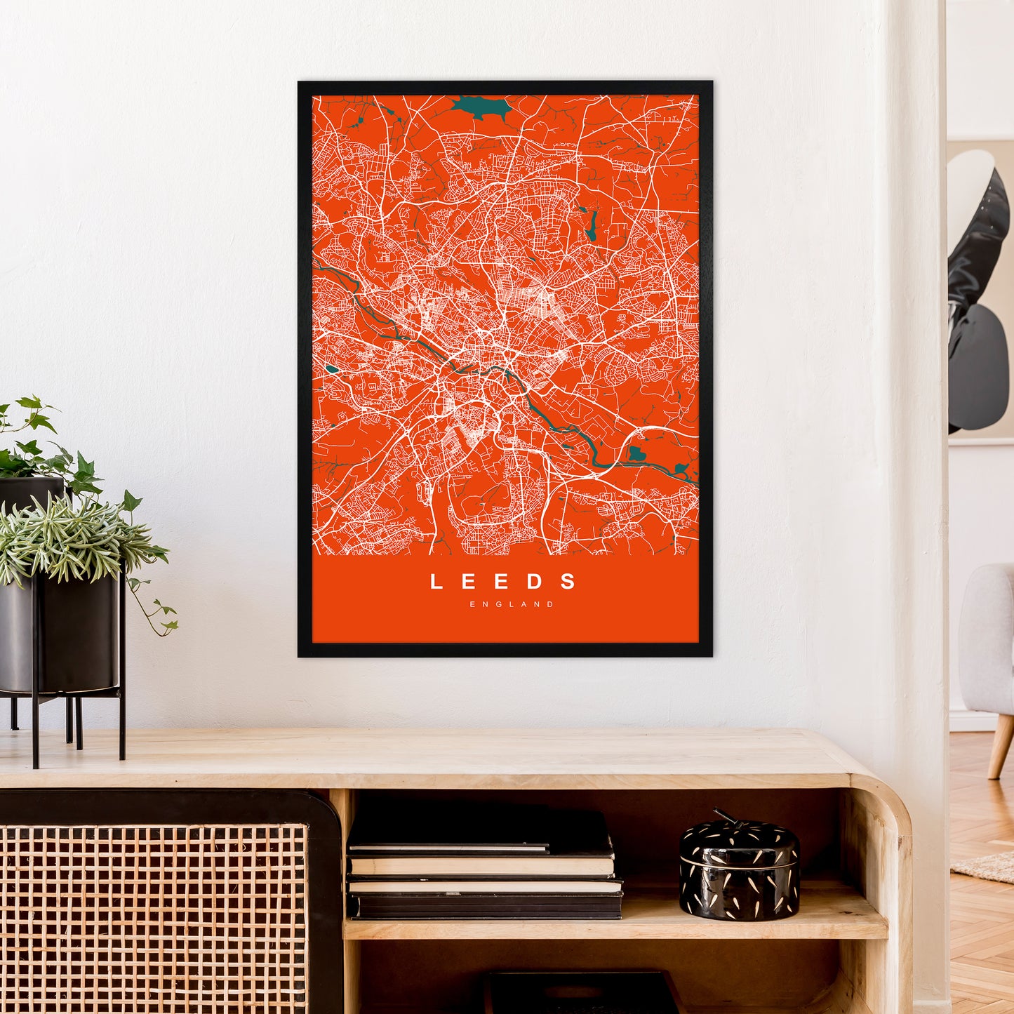 Leeds I Art Print by UrbanMaps A1 White Frame