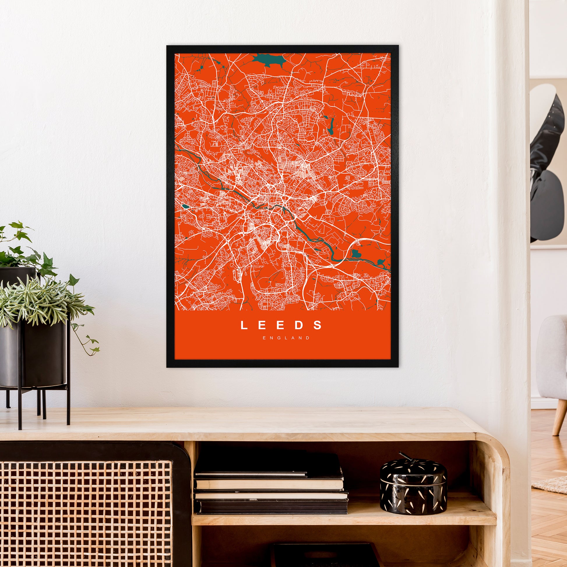 Leeds I Art Print by UrbanMaps A1 White Frame
