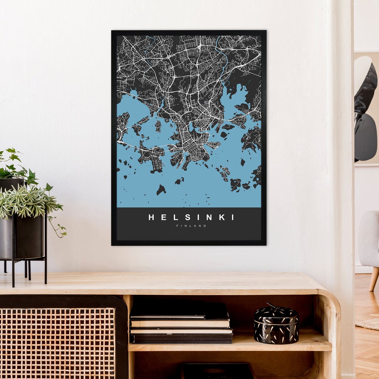 Helsinki Art Print by UrbanMaps A1 White Frame