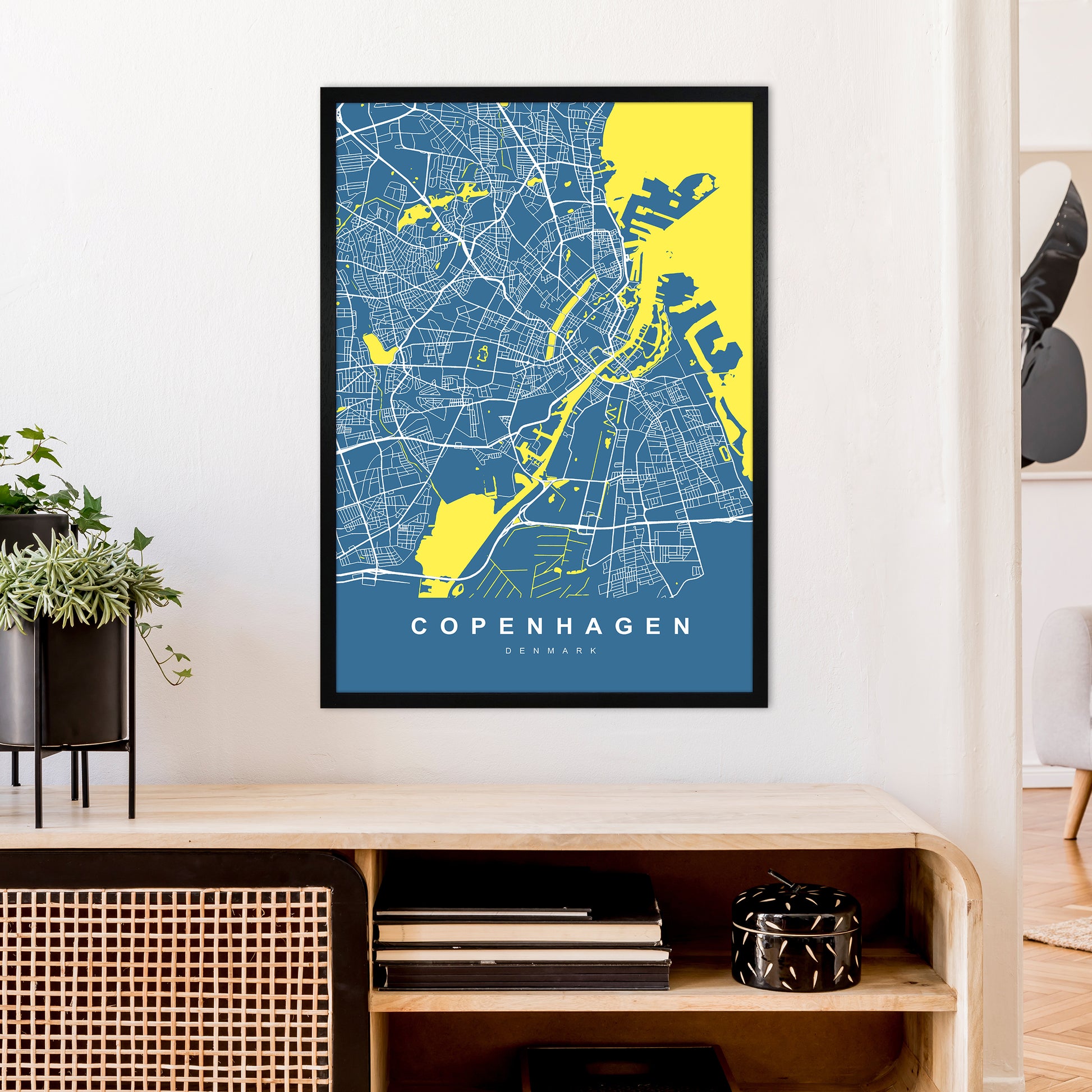 Copenhagen I Art Print by UrbanMaps A1 White Frame