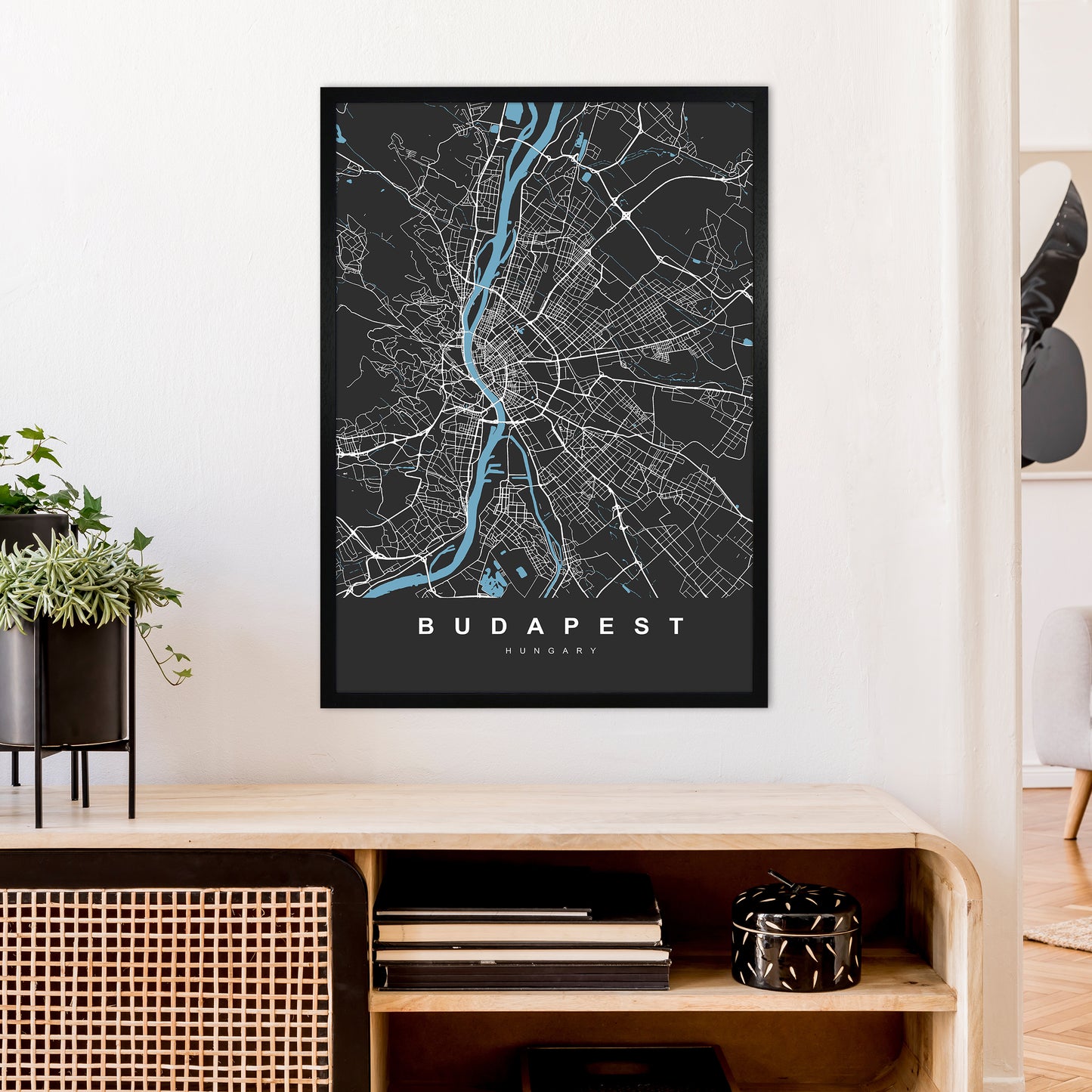 Budapest Art Print by UrbanMaps A1 White Frame