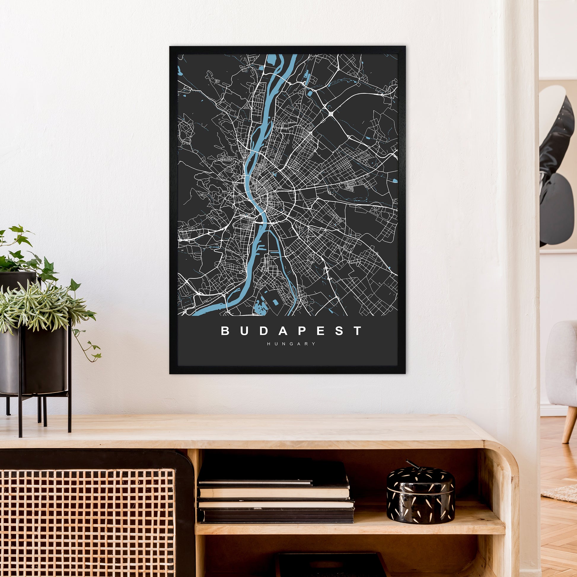 Budapest Art Print by UrbanMaps A1 White Frame