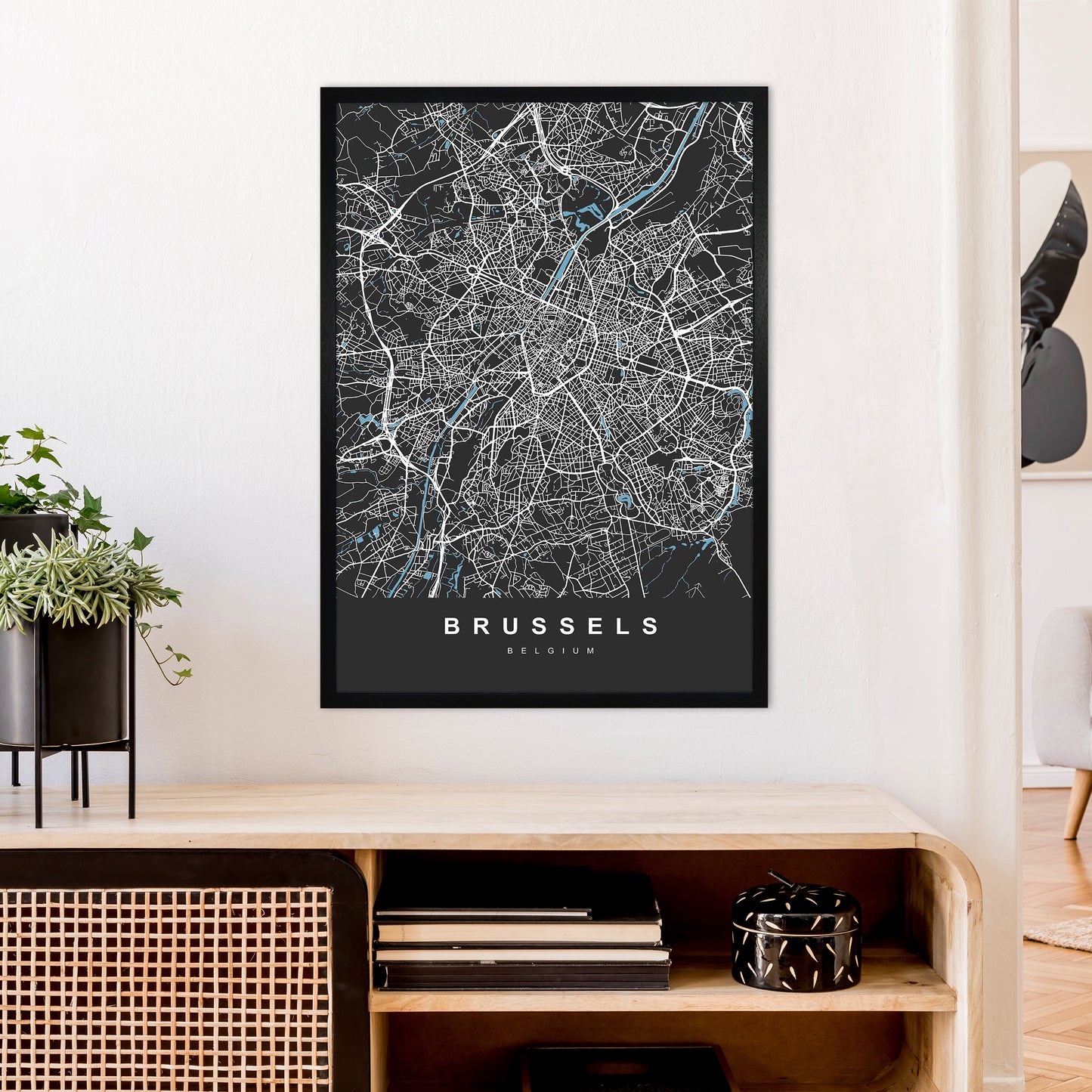 Brussel Art Print by UrbanMaps A1 White Frame