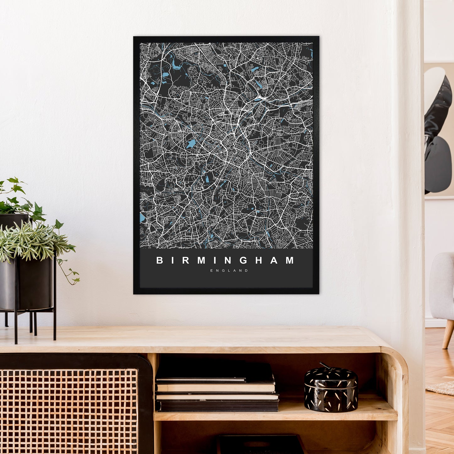 Birmingham III Art Print by UrbanMaps A1 White Frame