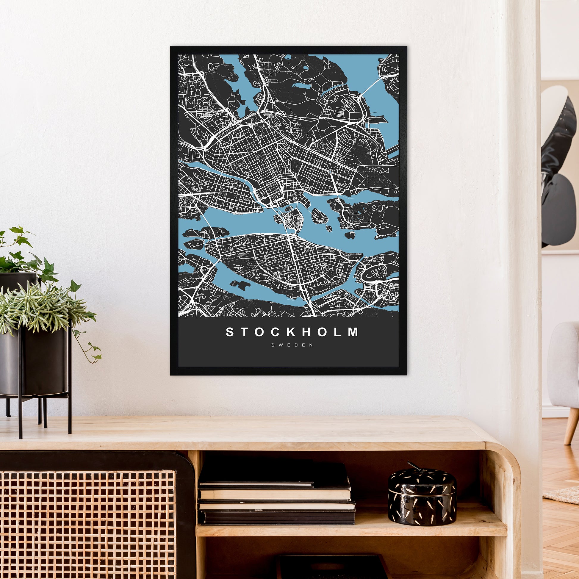 Stockholm Art Print by UrbanMaps A1 White Frame