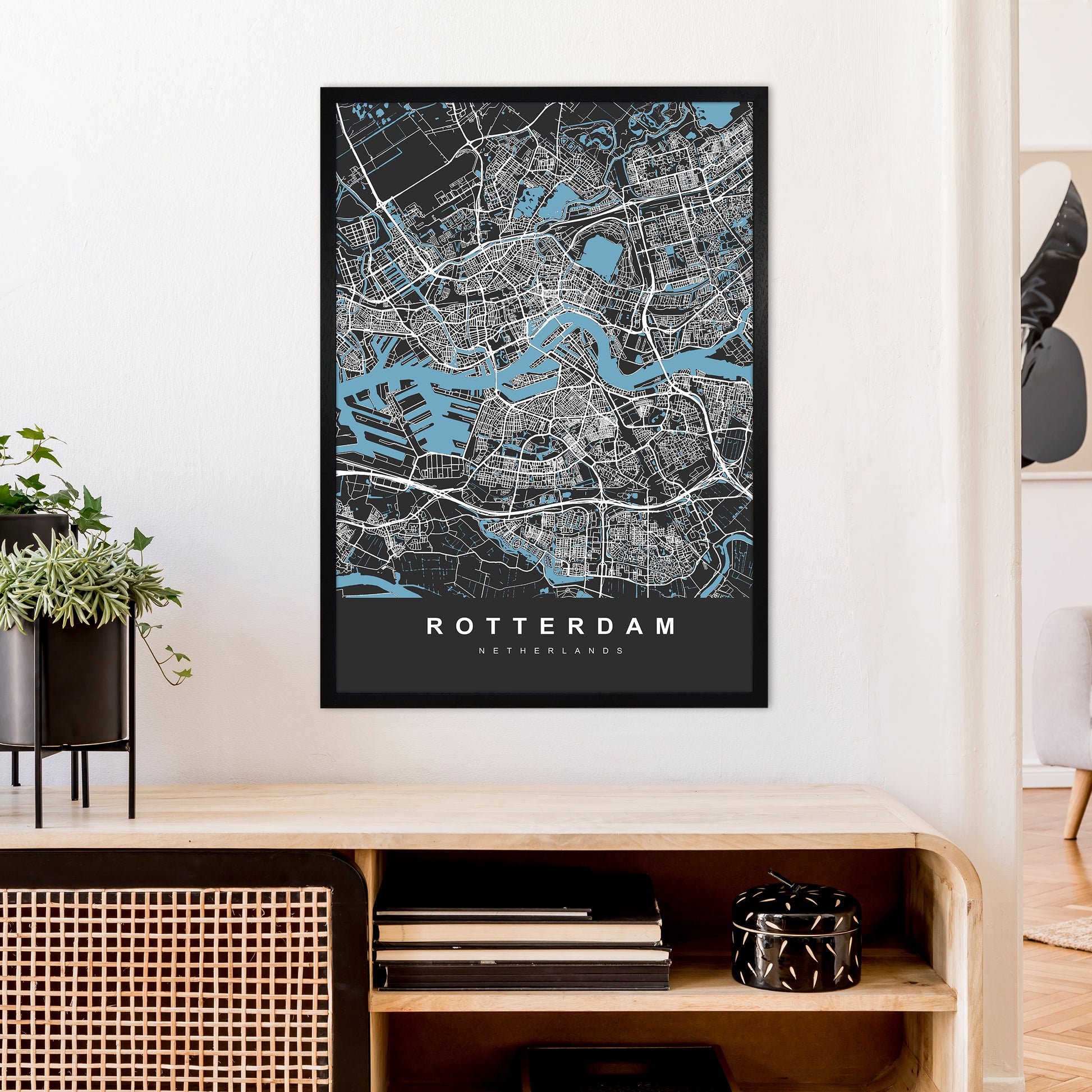 Rotterdam Art Print by UrbanMaps A1 White Frame