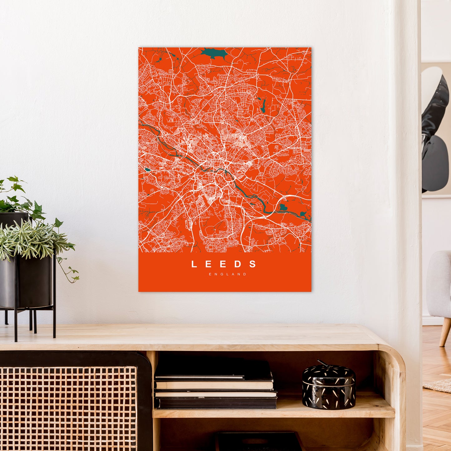 Leeds I Art Print by UrbanMaps A1 Black Frame