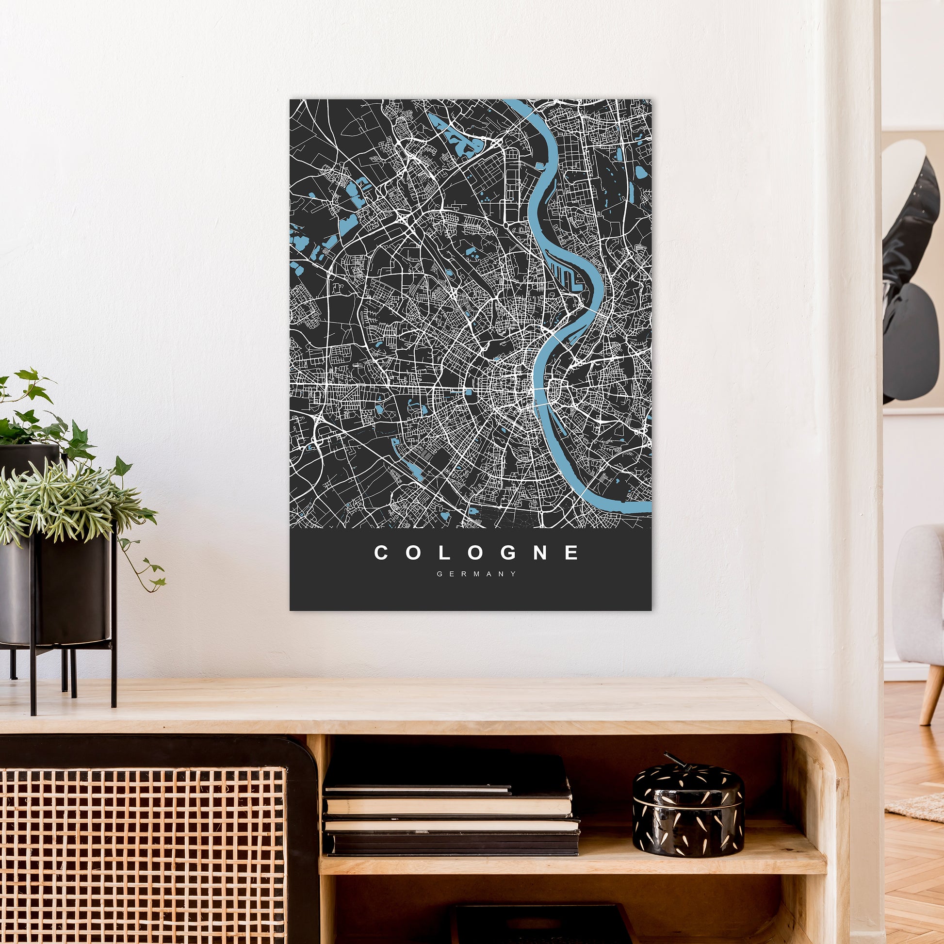 Cologne Art Print by UrbanMaps A1 Black Frame