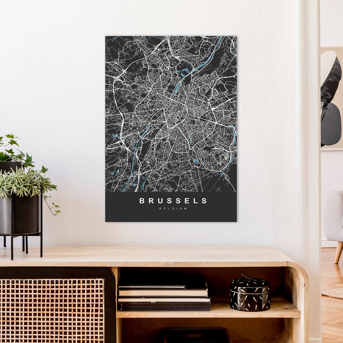 Brussel Art Print by UrbanMaps A1 Black Frame