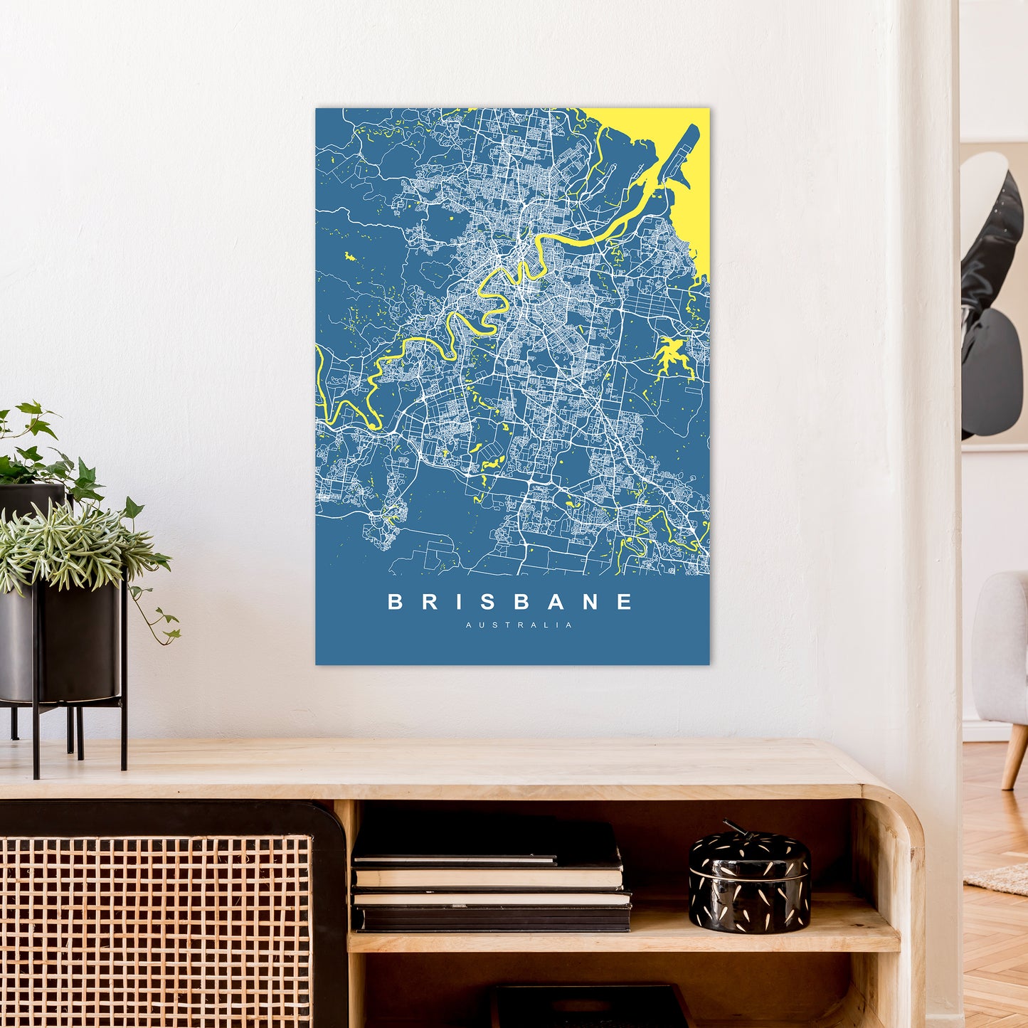 Brisbane I Art Print by UrbanMaps A1 Black Frame