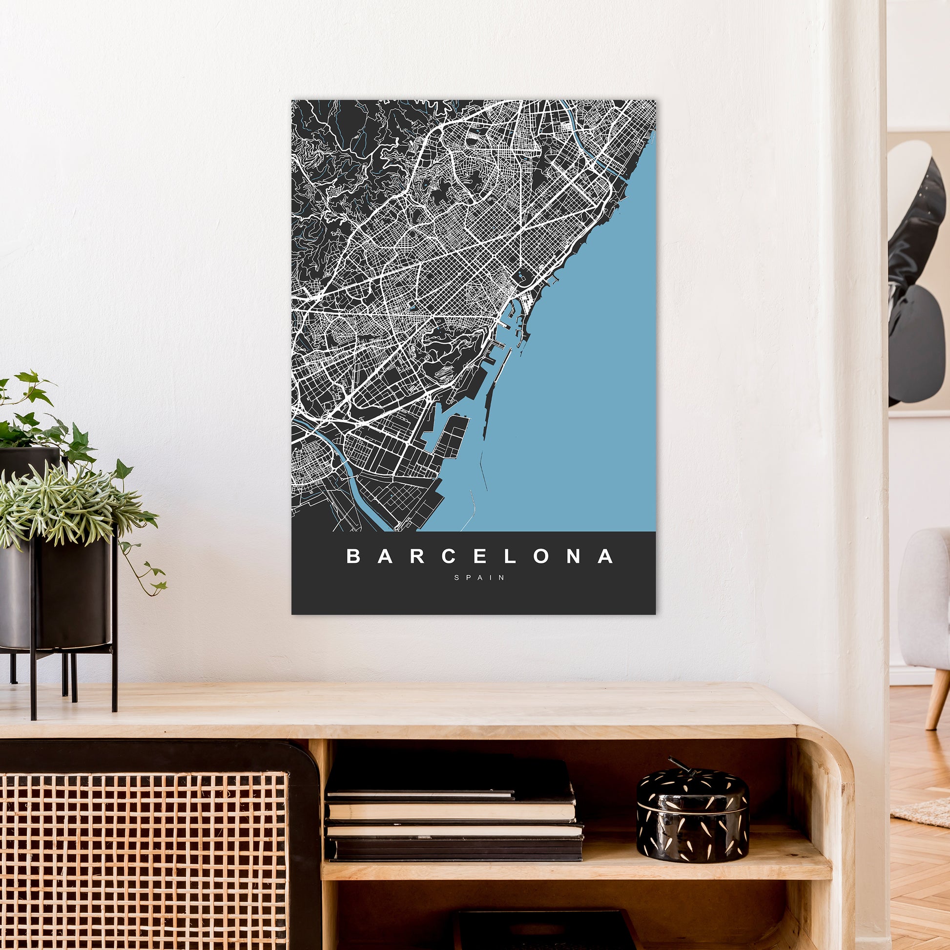 Barcelona Art Print by UrbanMaps A1 Black Frame