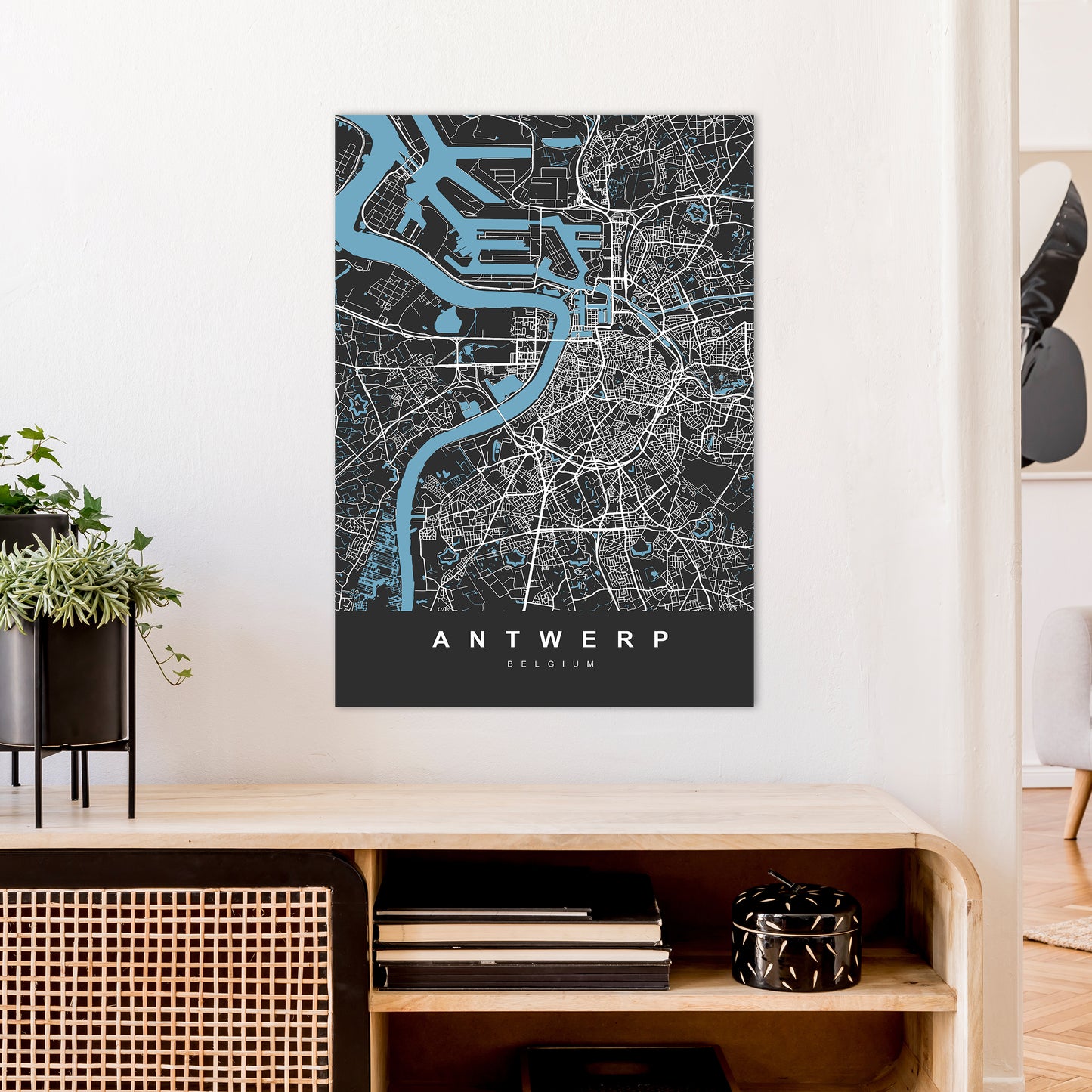 Antwerp Art Print by UrbanMaps A1 Black Frame