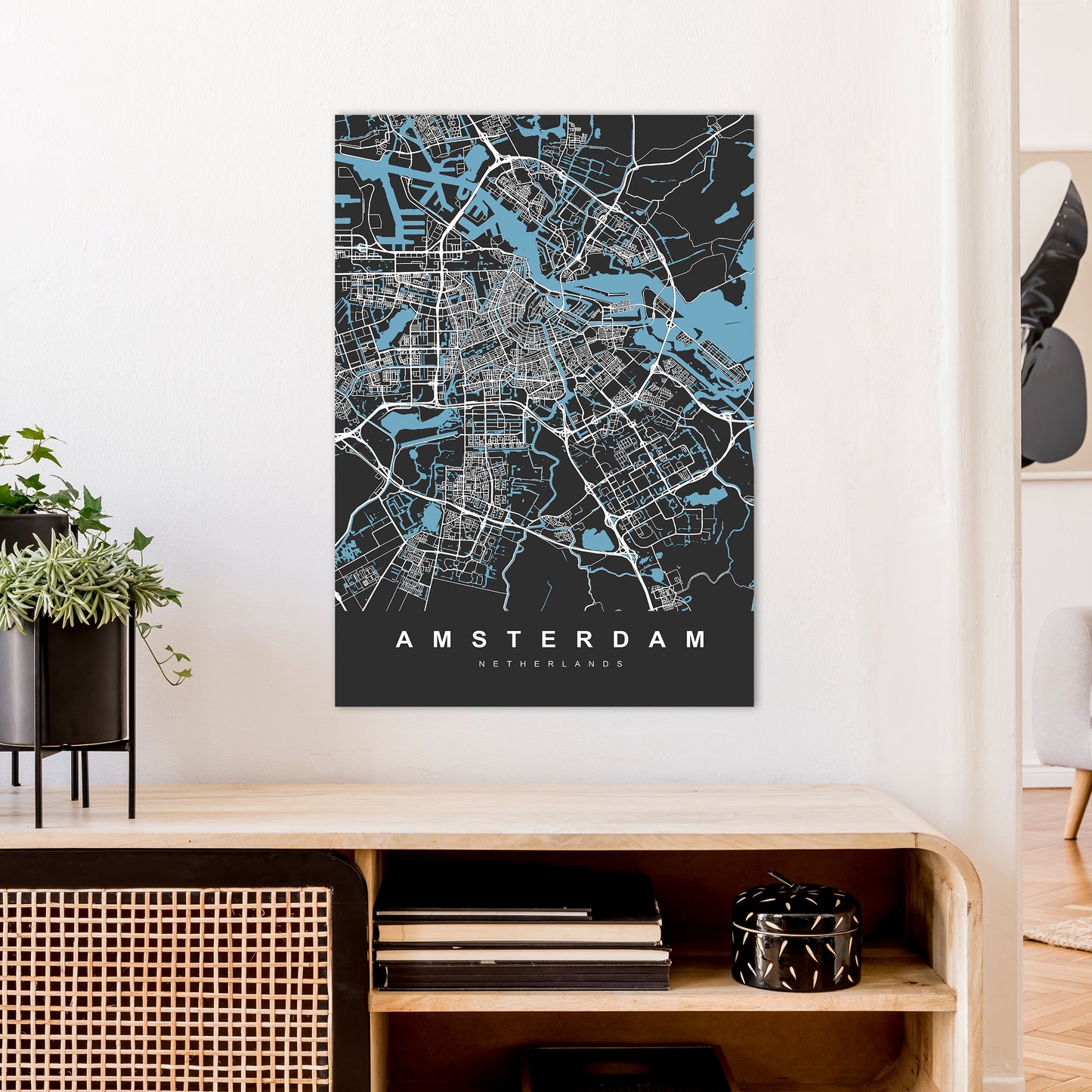 Amsterdam II Art Print by UrbanMaps A1 Black Frame