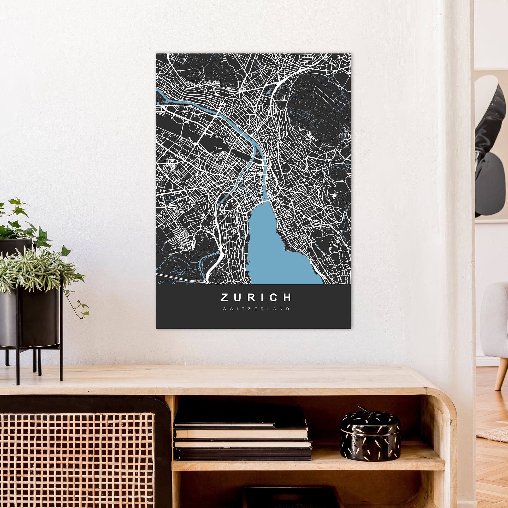 Zurich Art Print by UrbanMaps A1 Black Frame