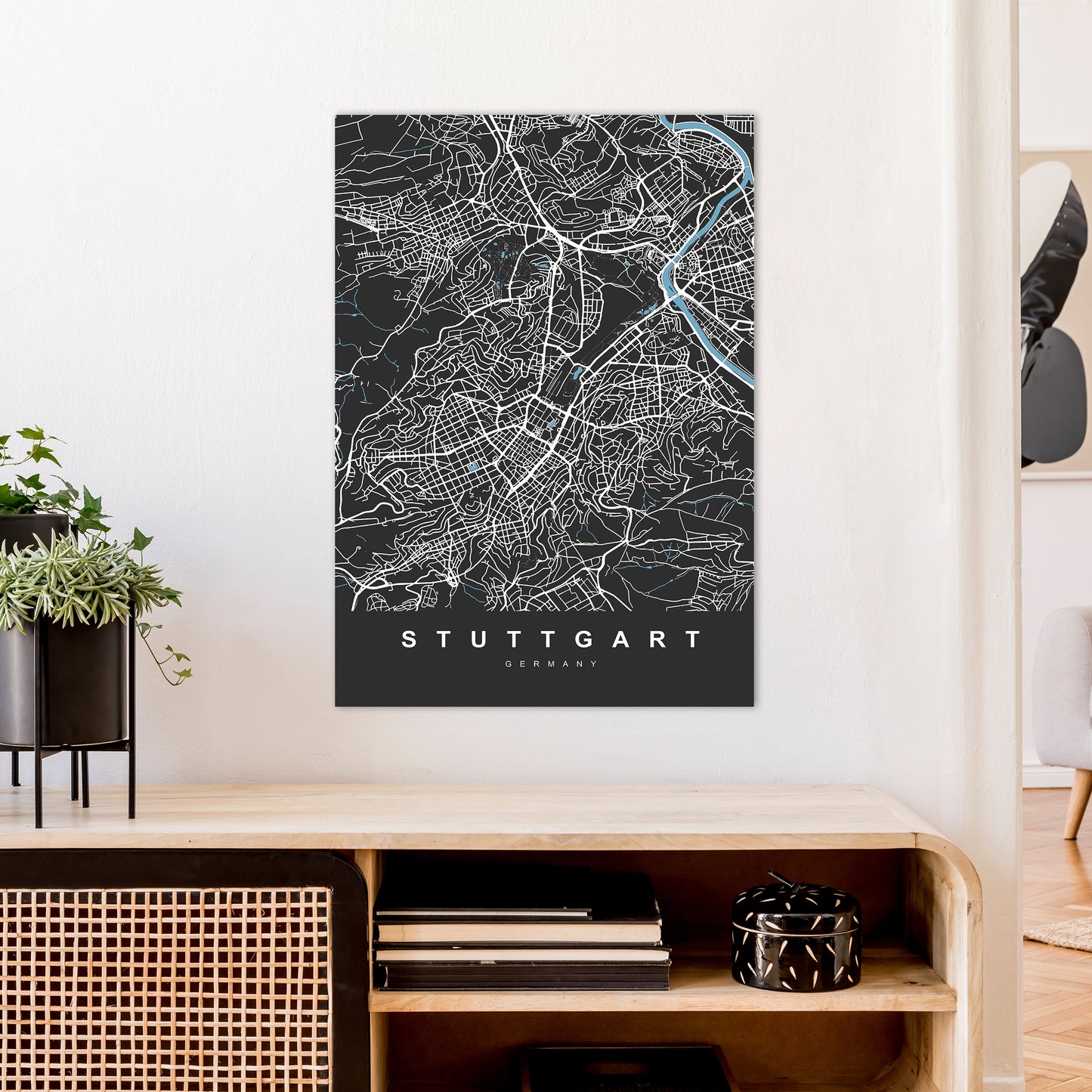 Stuttgart Art Print by UrbanMaps A1 Black Frame