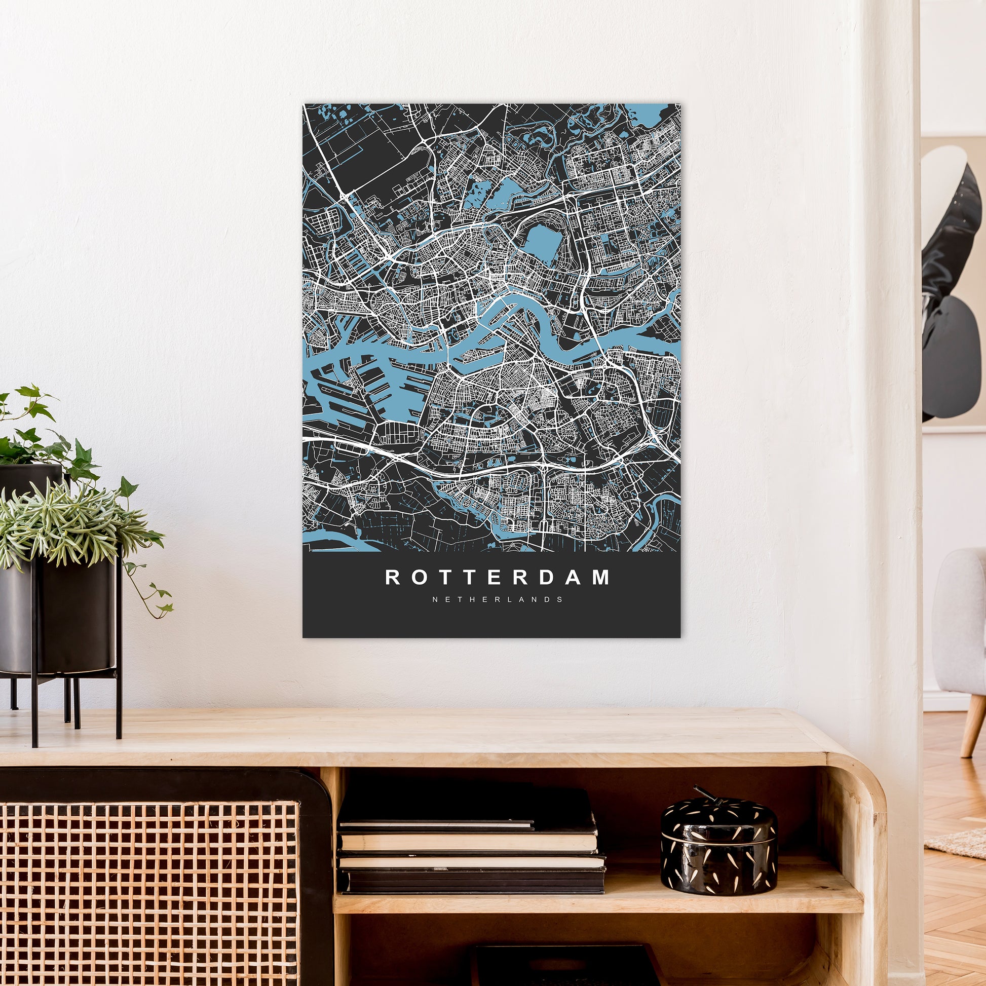 Rotterdam Art Print by UrbanMaps A1 Black Frame