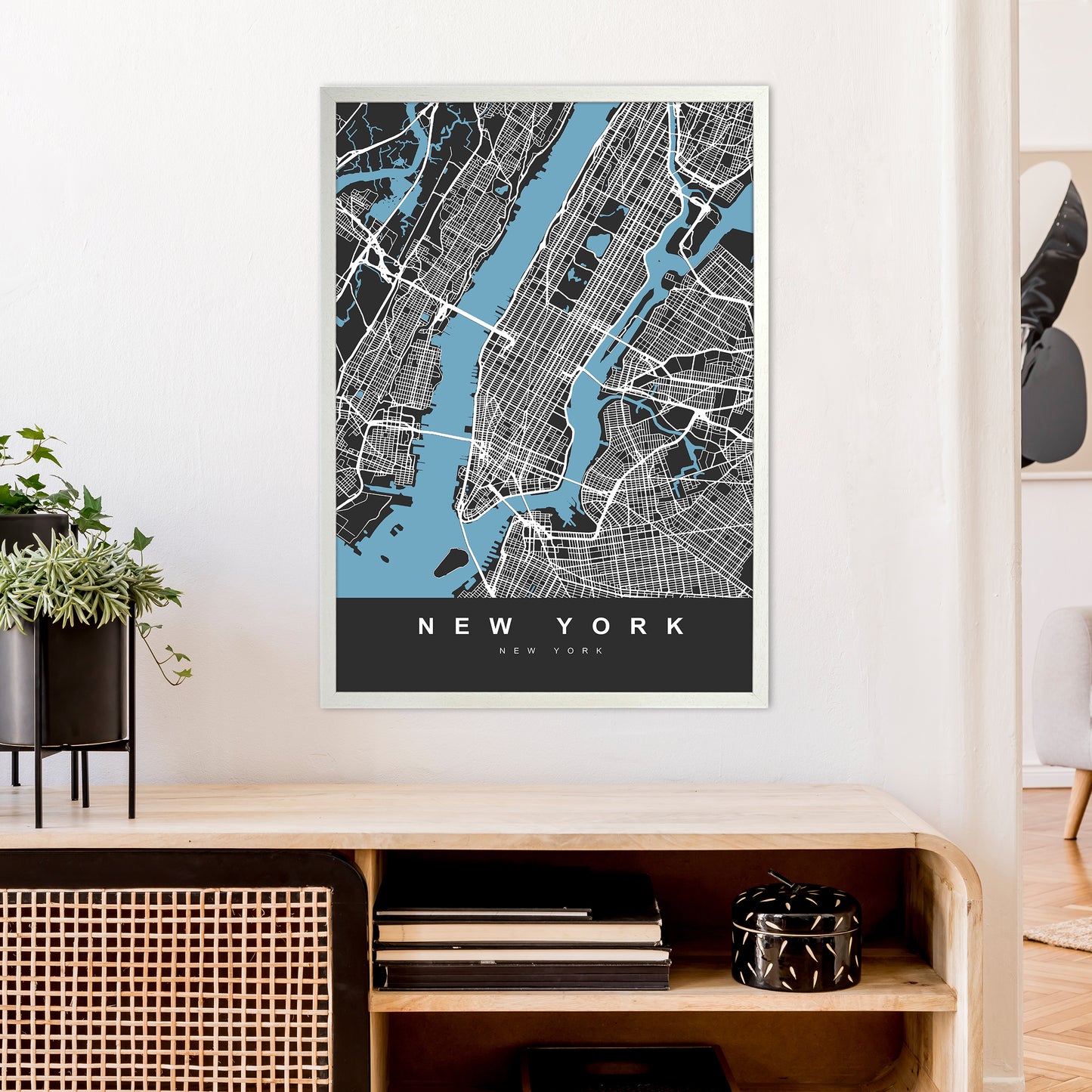 New York II Art Print by UrbanMaps A1 Oak Frame