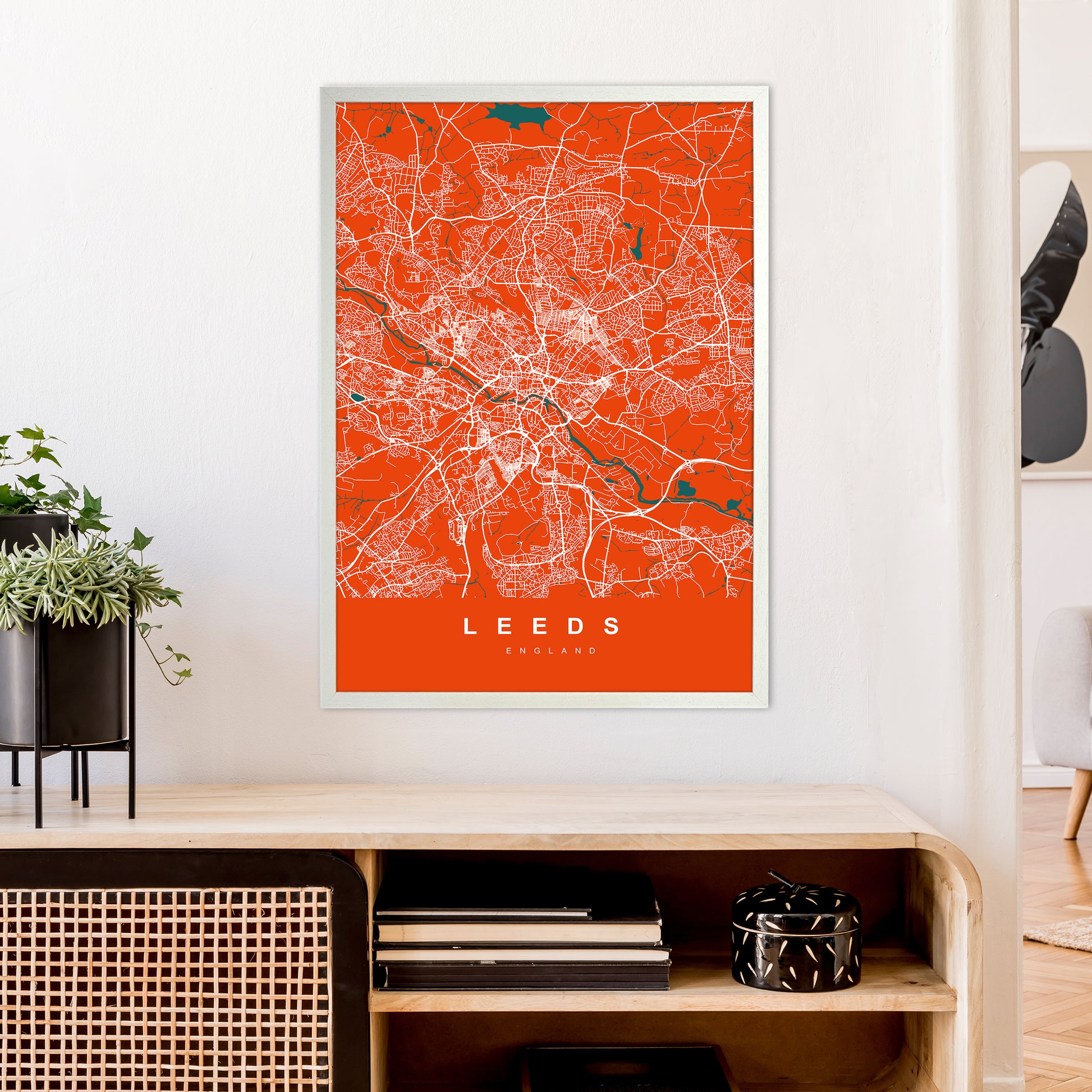 Leeds I Art Print by UrbanMaps A1 Oak Frame