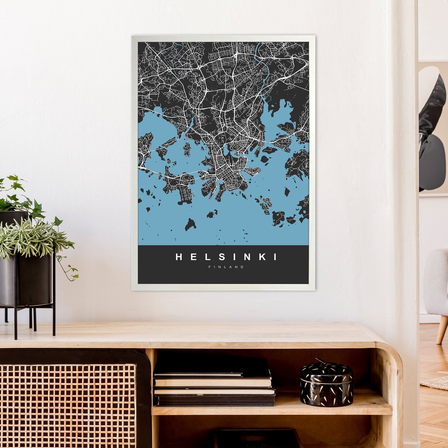 Helsinki Art Print by UrbanMaps A1 Oak Frame