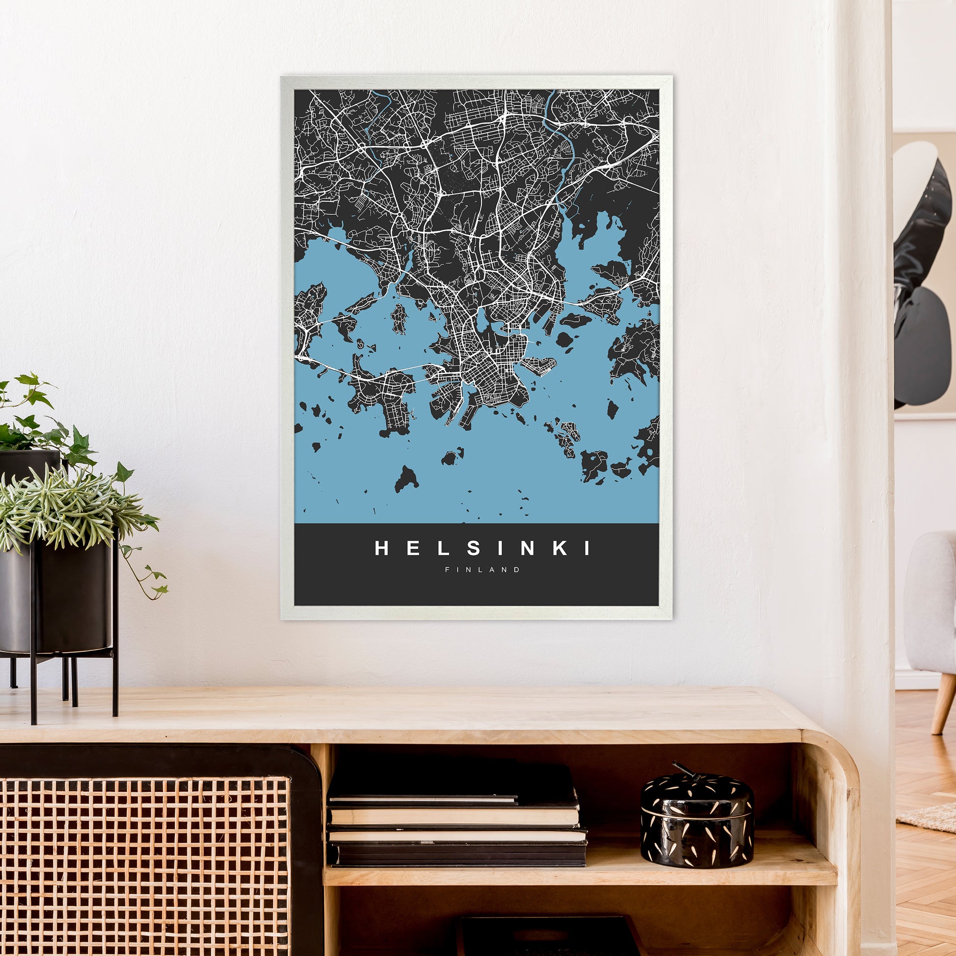 Helsinki Art Print by UrbanMaps A1 Oak Frame