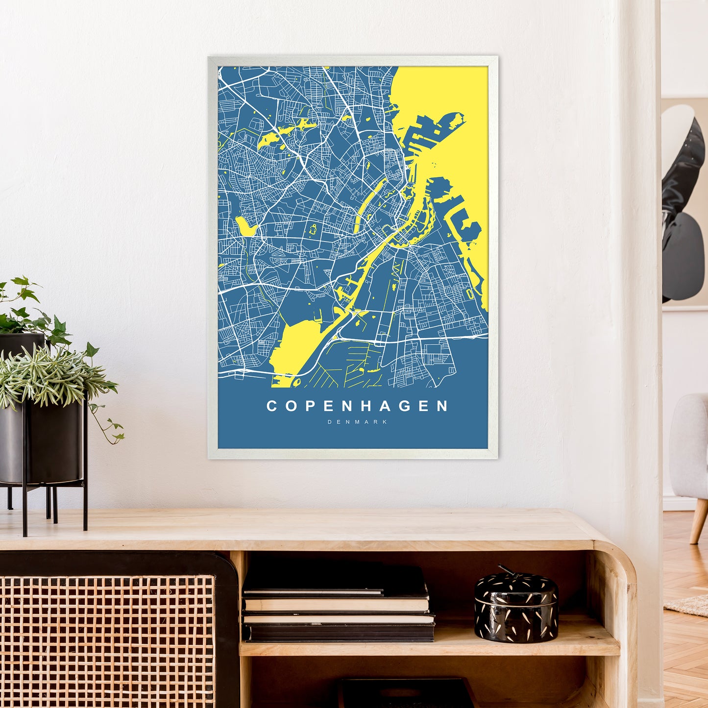 Copenhagen I Art Print by UrbanMaps A1 Oak Frame