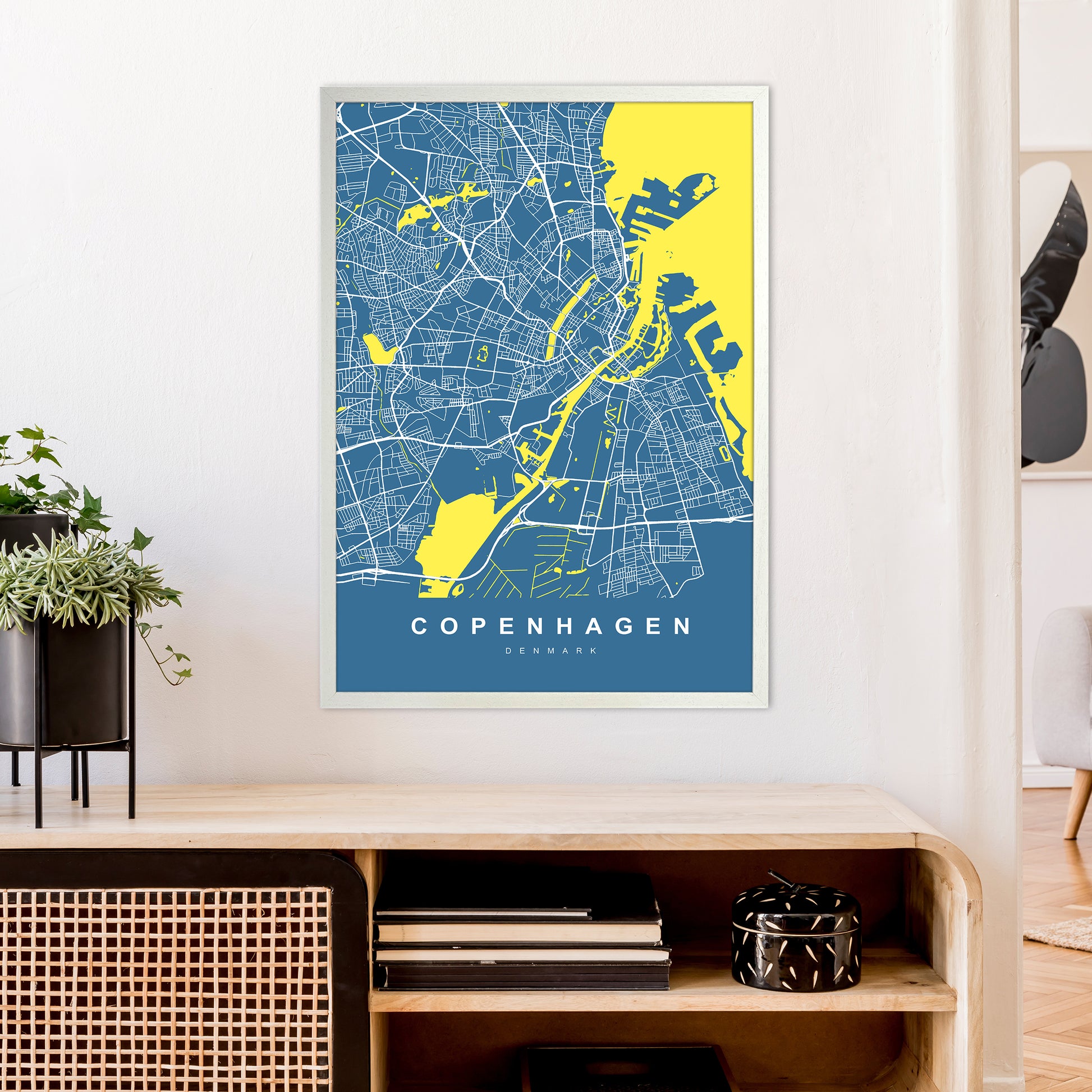 Copenhagen I Art Print by UrbanMaps A1 Oak Frame
