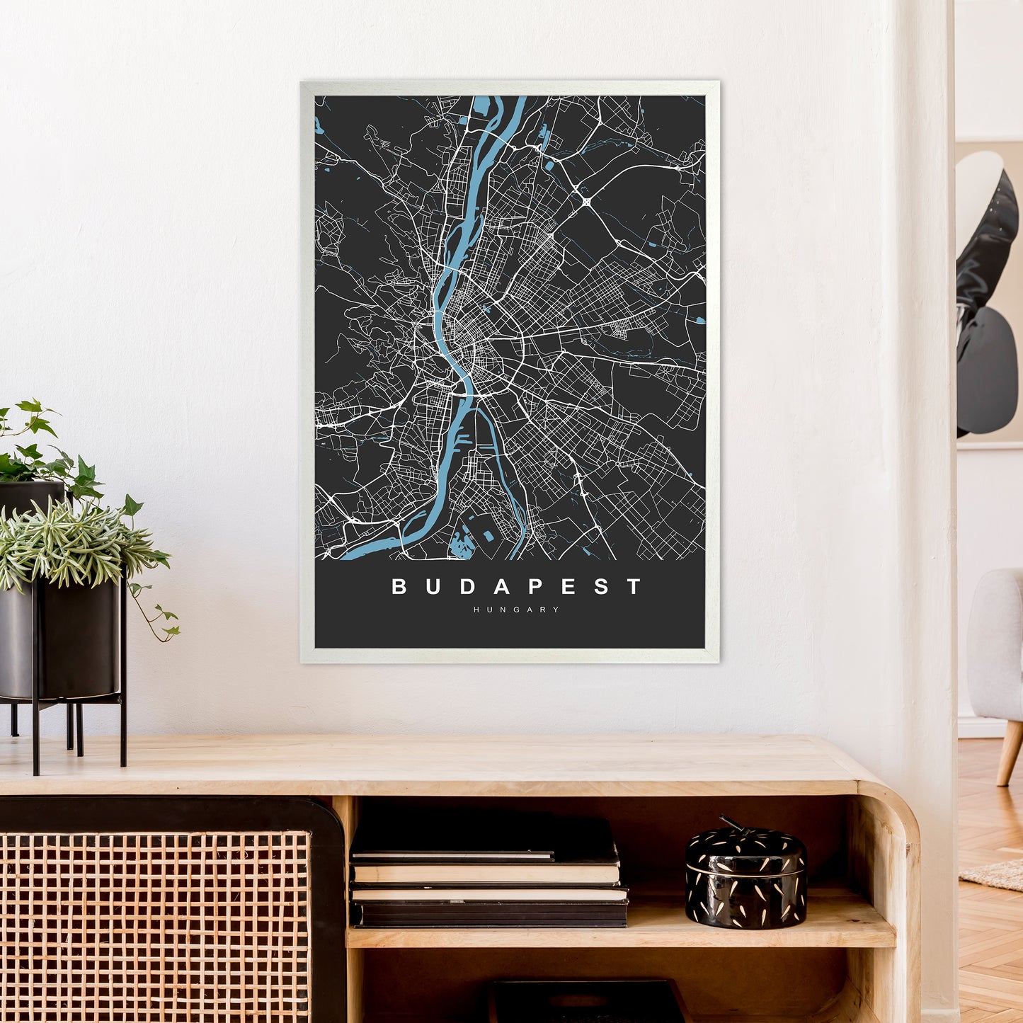 Budapest Art Print by UrbanMaps A1 Oak Frame