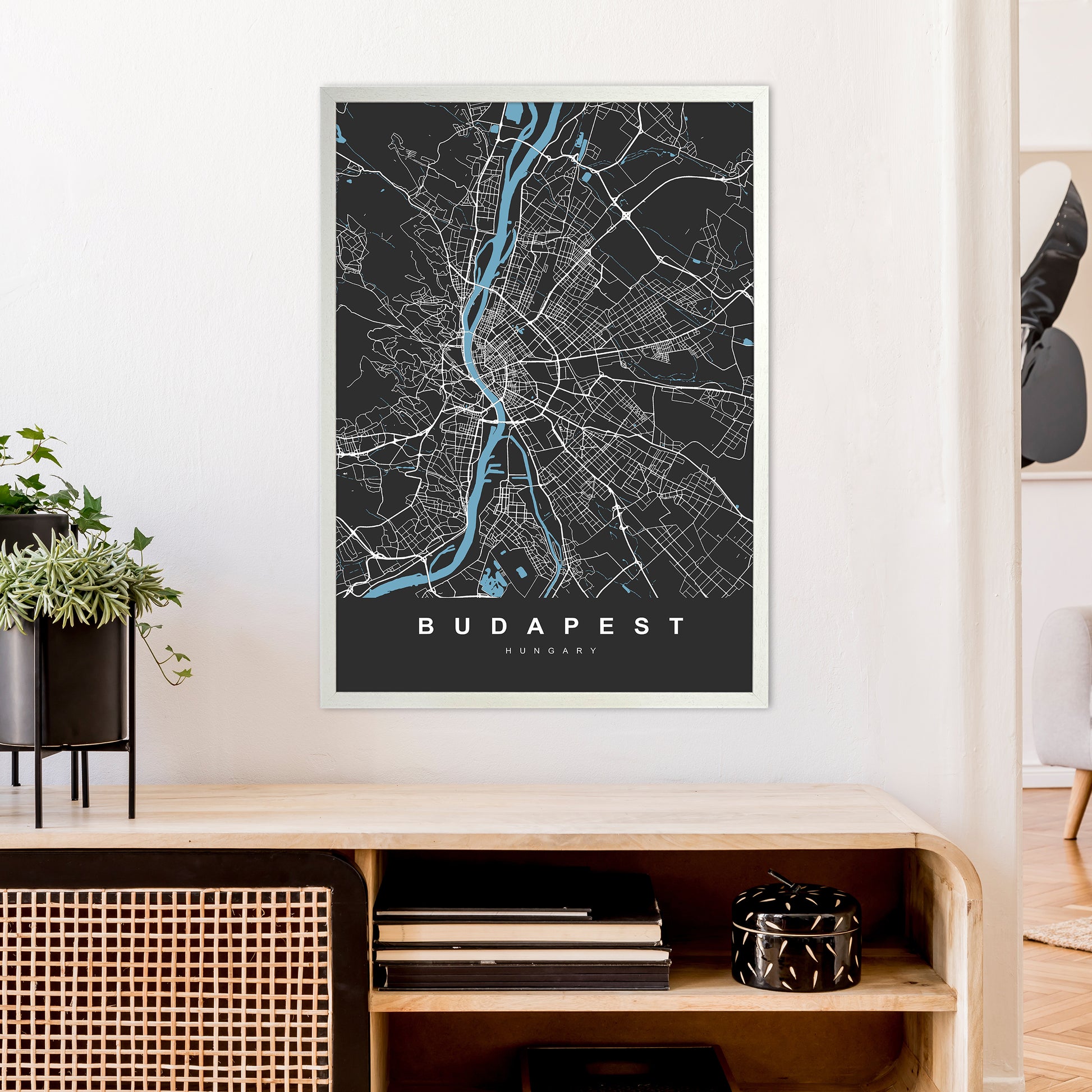 Budapest Art Print by UrbanMaps A1 Oak Frame