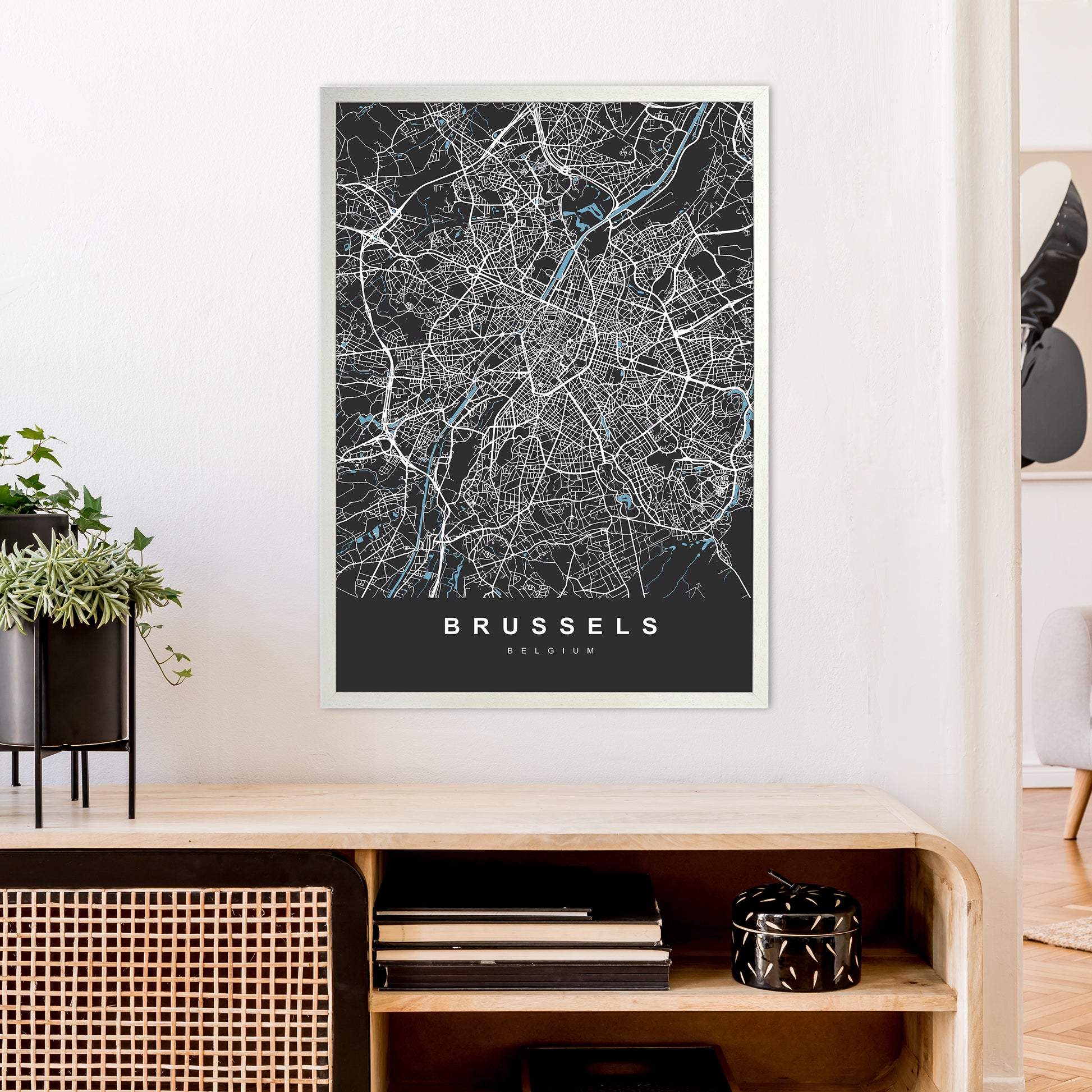 Brussel Art Print by UrbanMaps A1 Oak Frame