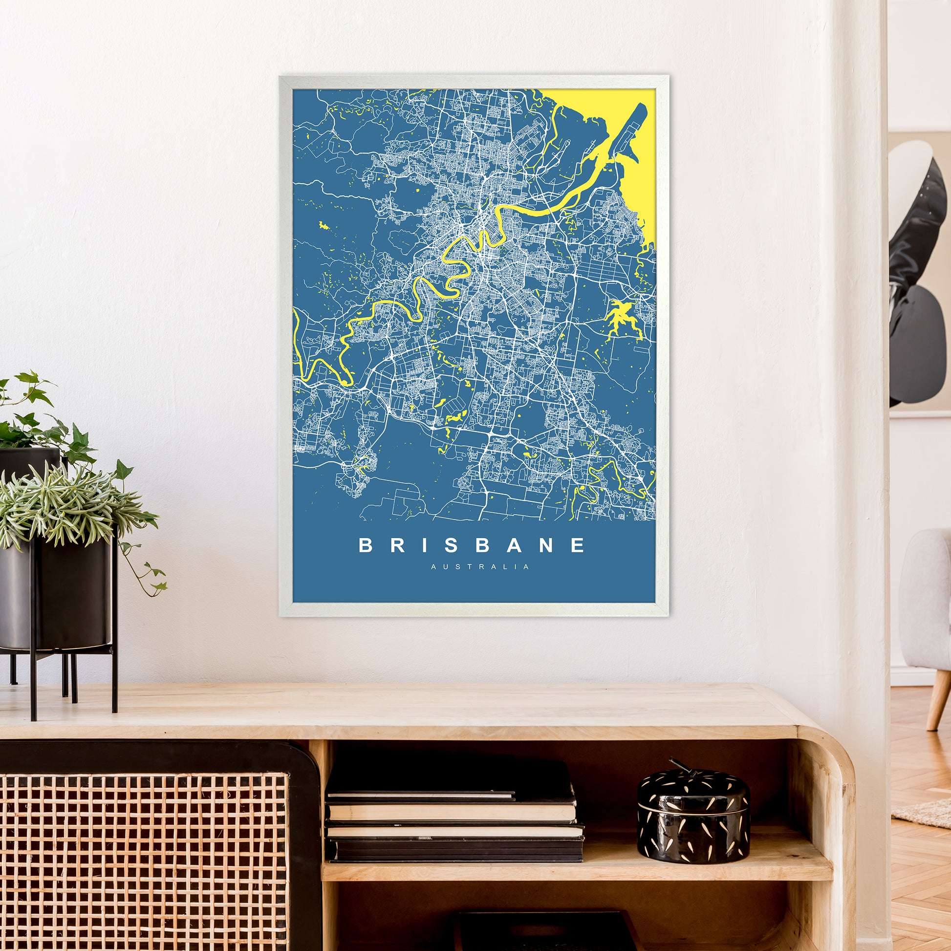 Brisbane I Art Print by UrbanMaps A1 Oak Frame