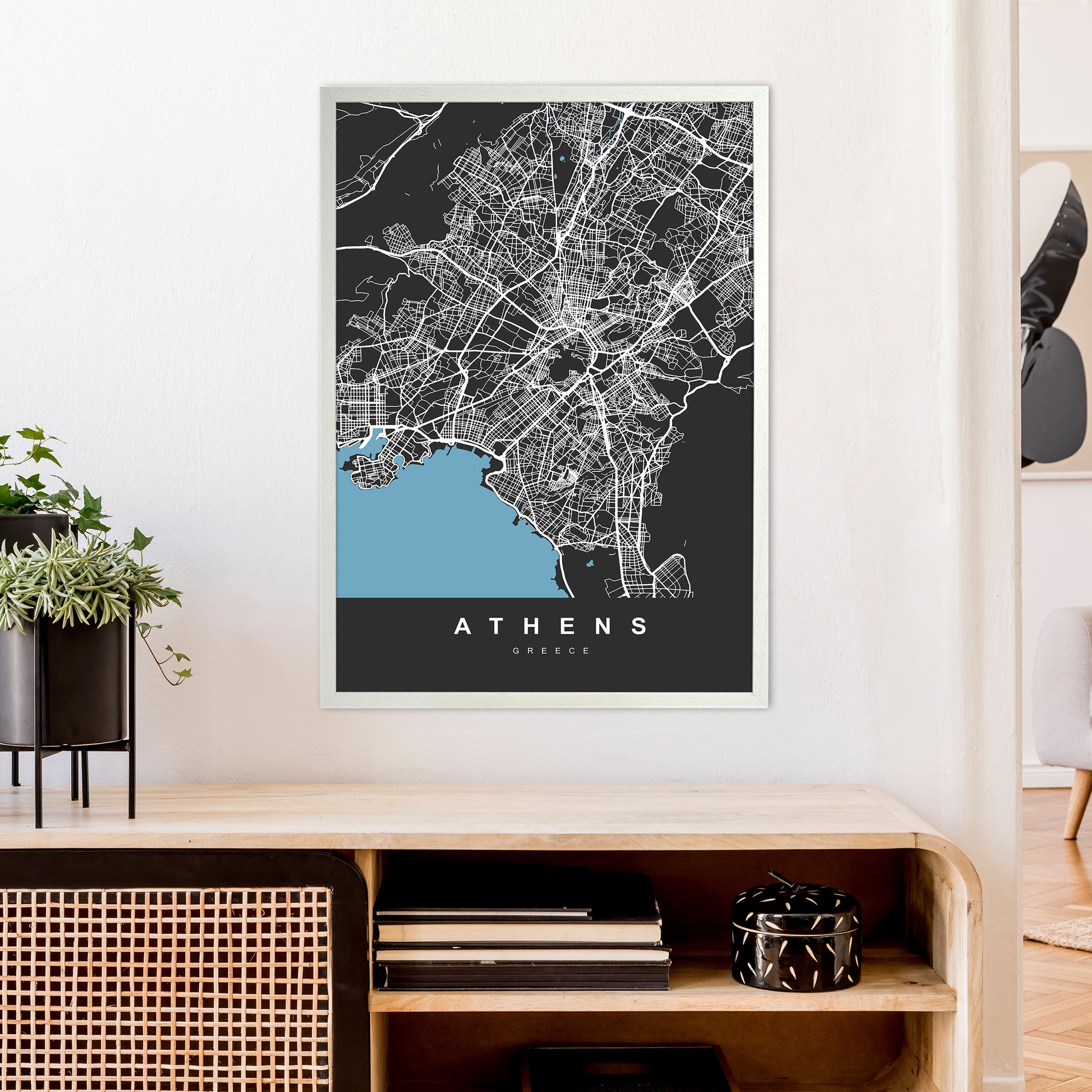 Athens Art Print by UrbanMaps A1 Oak Frame