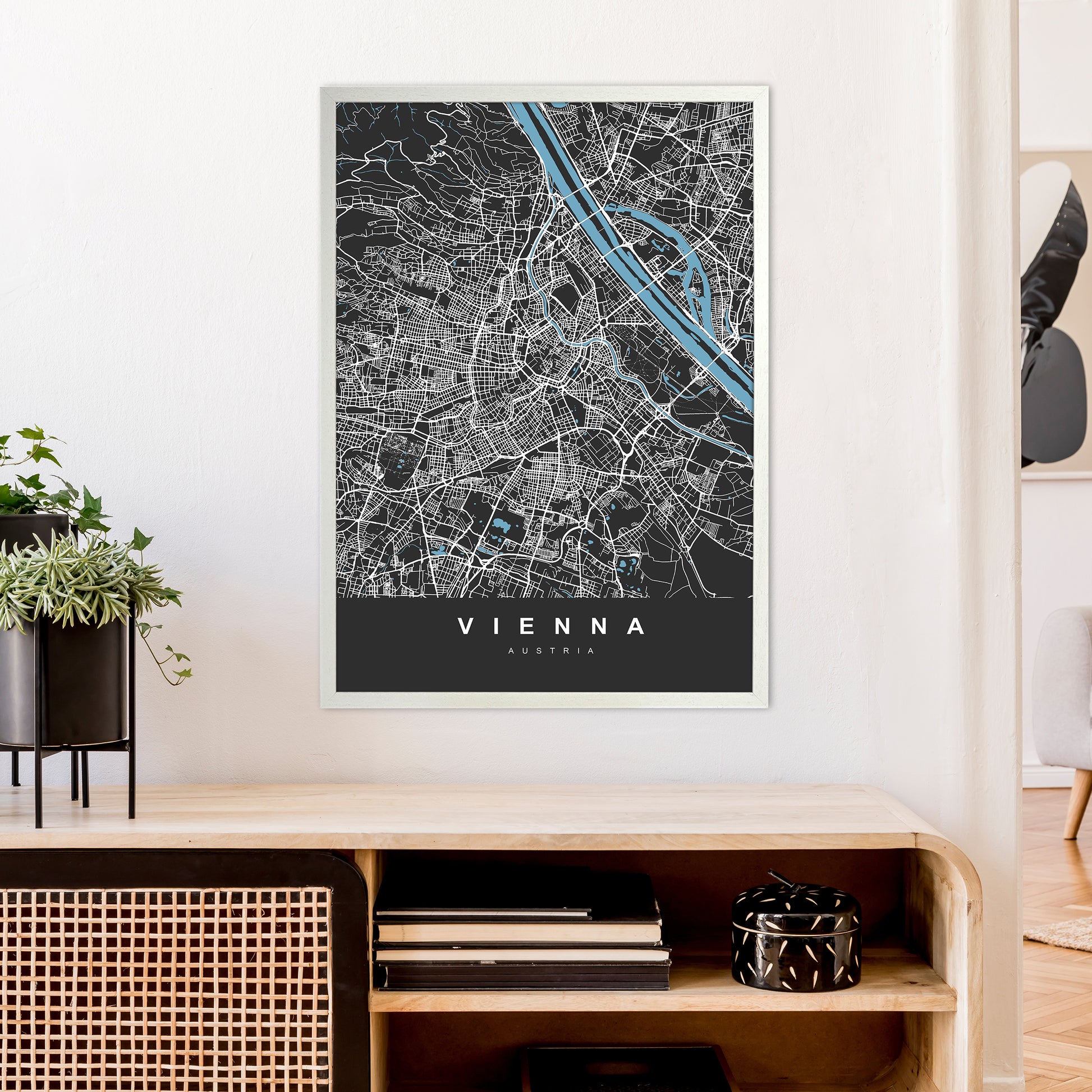 Vienna Art Print by UrbanMaps A1 Oak Frame