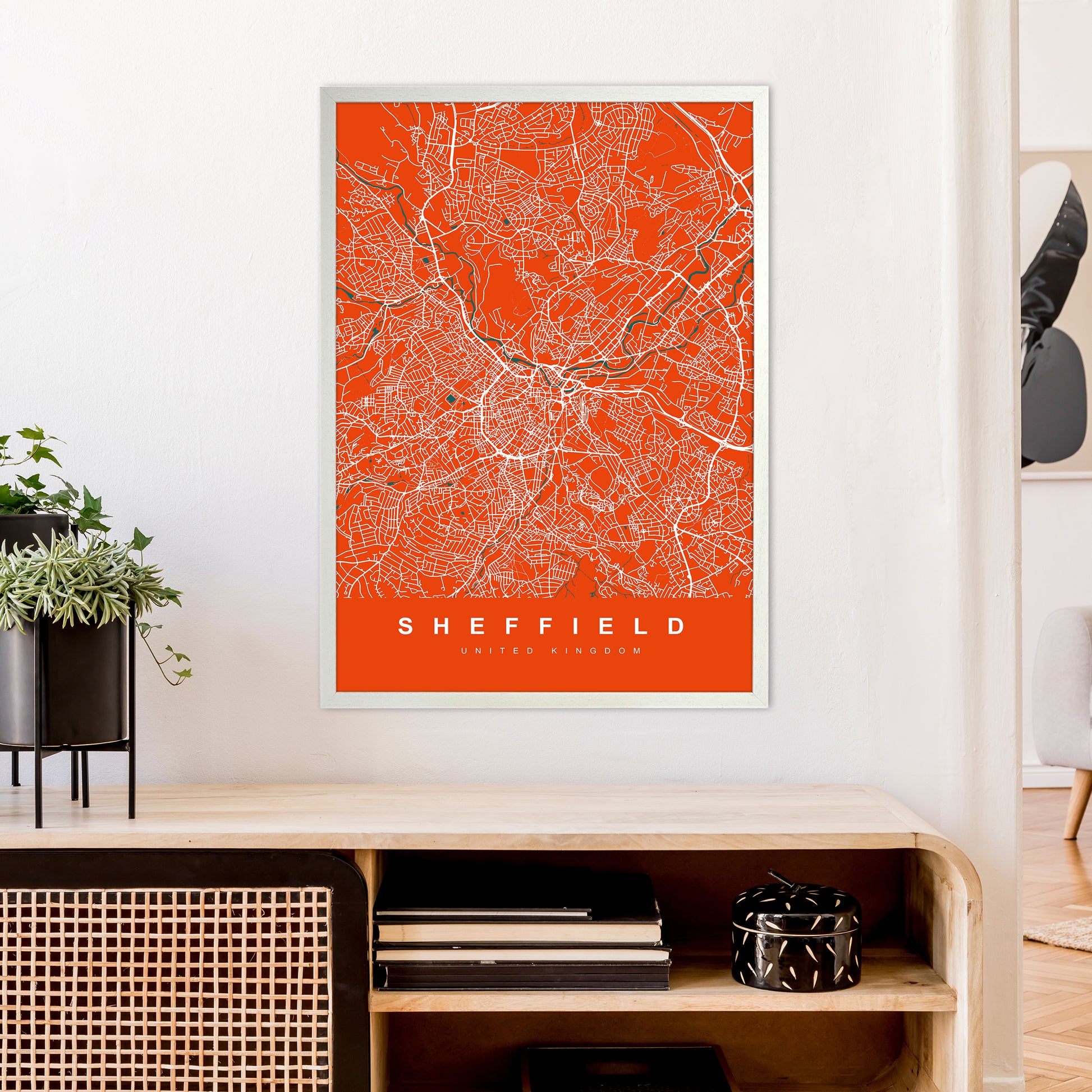 Sheffield I Art Print by UrbanMaps A1 Oak Frame