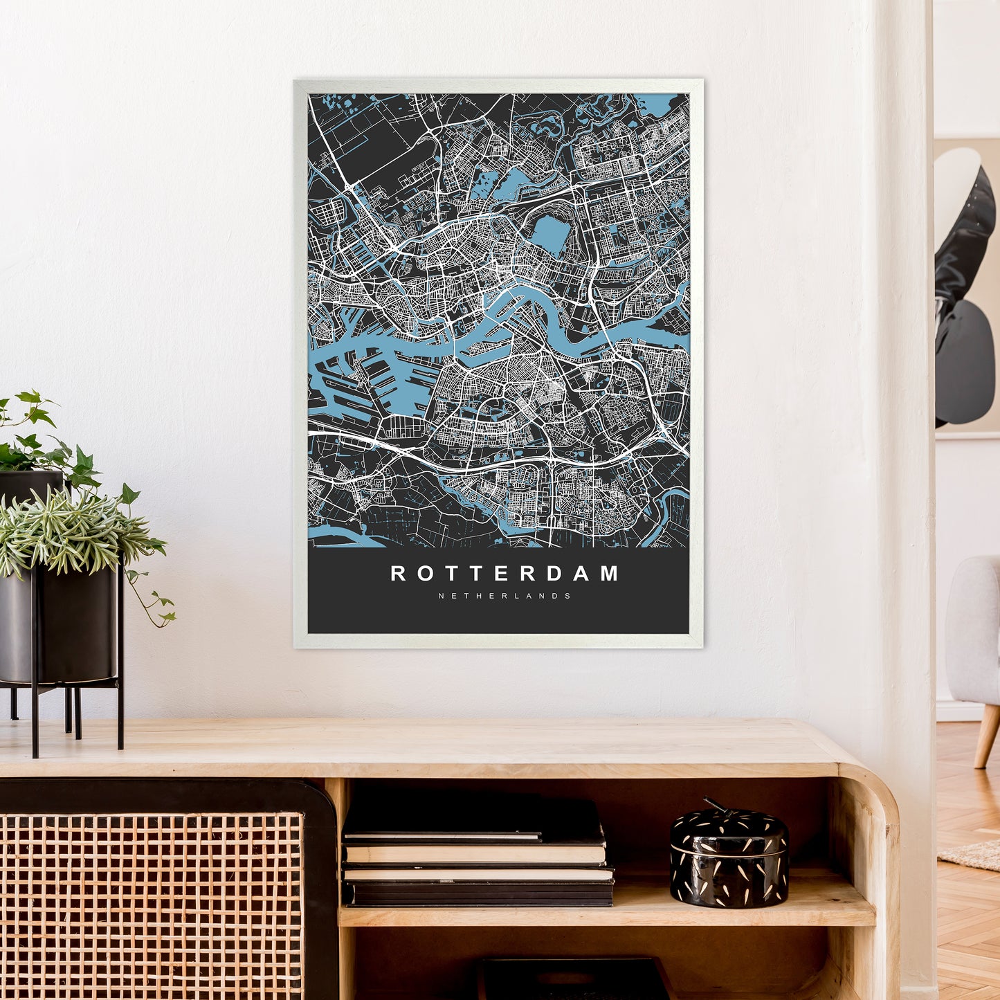Rotterdam Art Print by UrbanMaps A1 Oak Frame