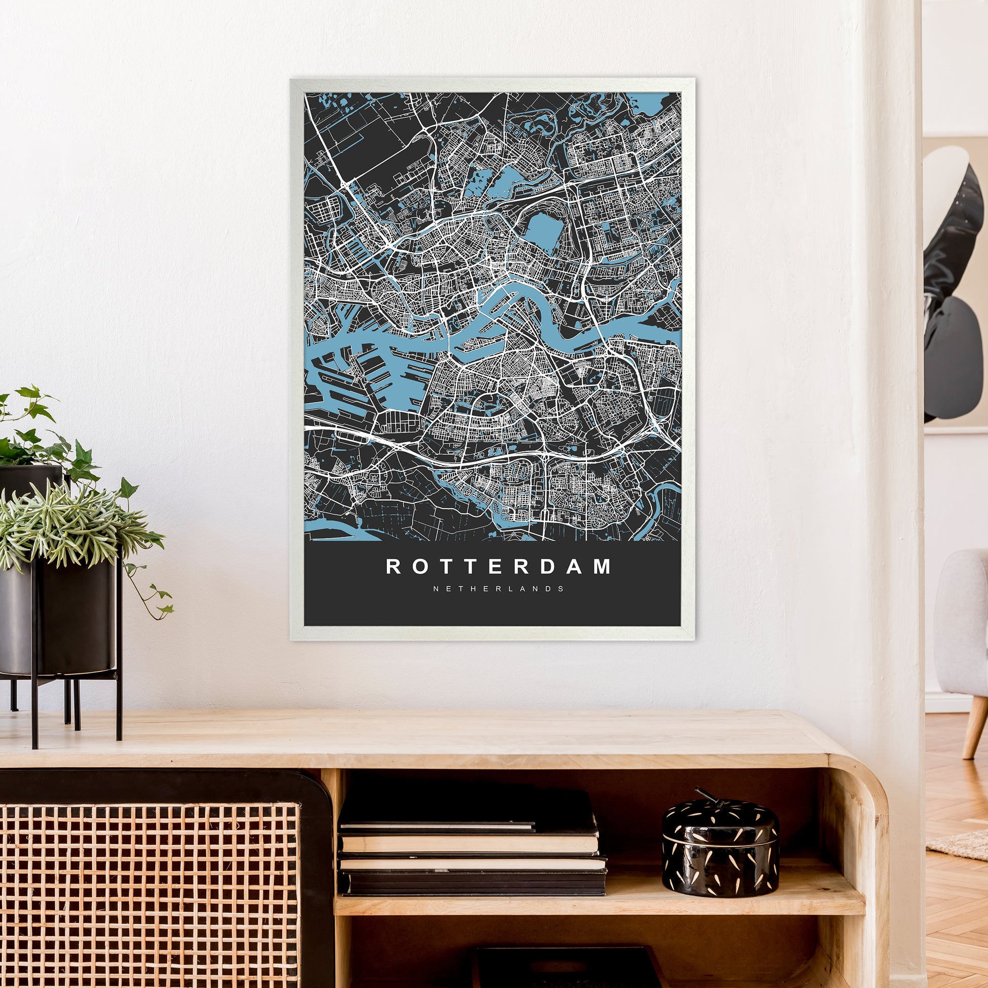 Rotterdam Art Print by UrbanMaps A1 Oak Frame