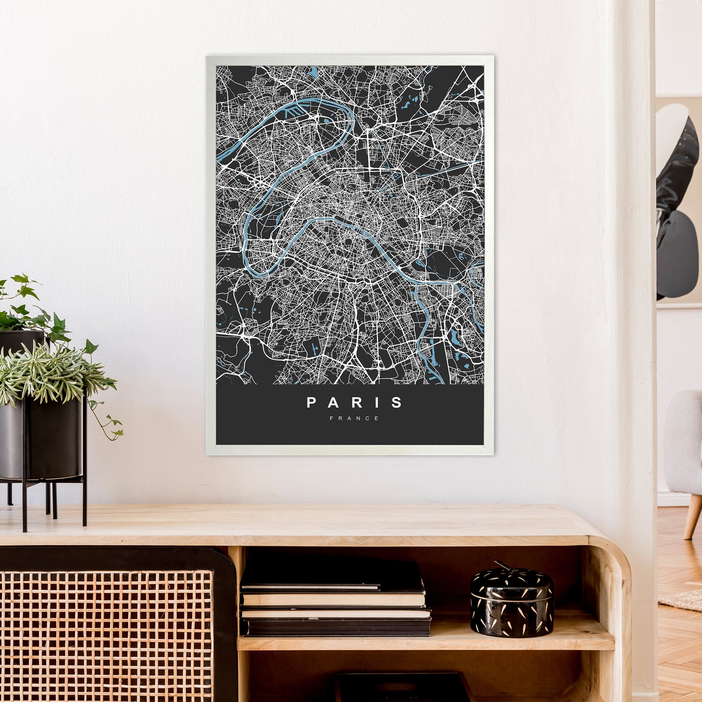 Paris Art Print by UrbanMaps A1 Oak Frame