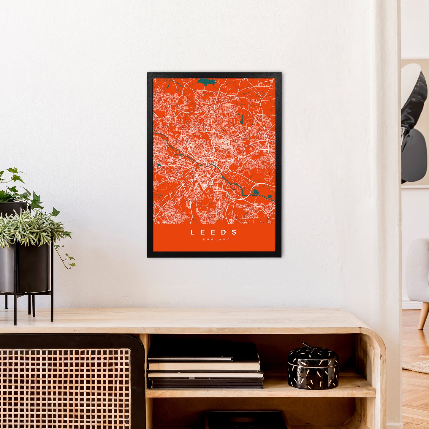 Leeds I Art Print by UrbanMaps A2 White Frame