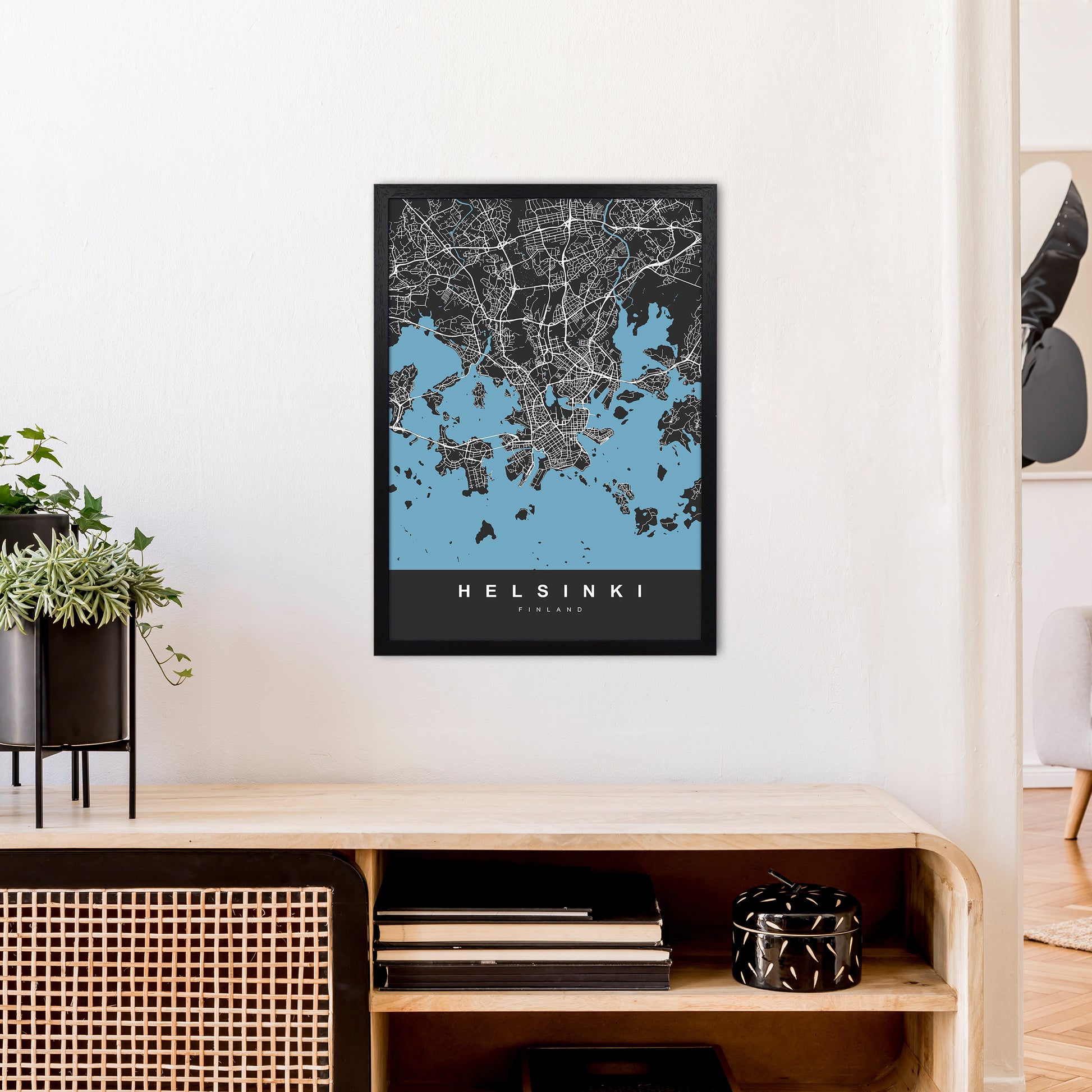 Helsinki Art Print by UrbanMaps A2 White Frame