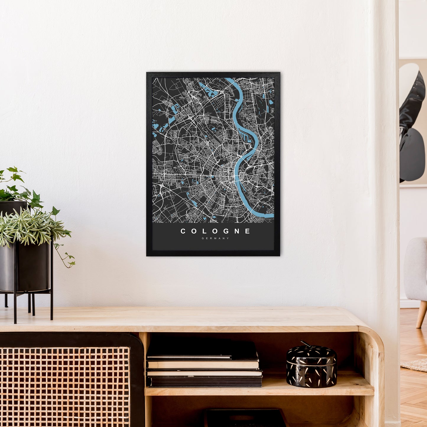 Cologne Art Print by UrbanMaps A2 White Frame