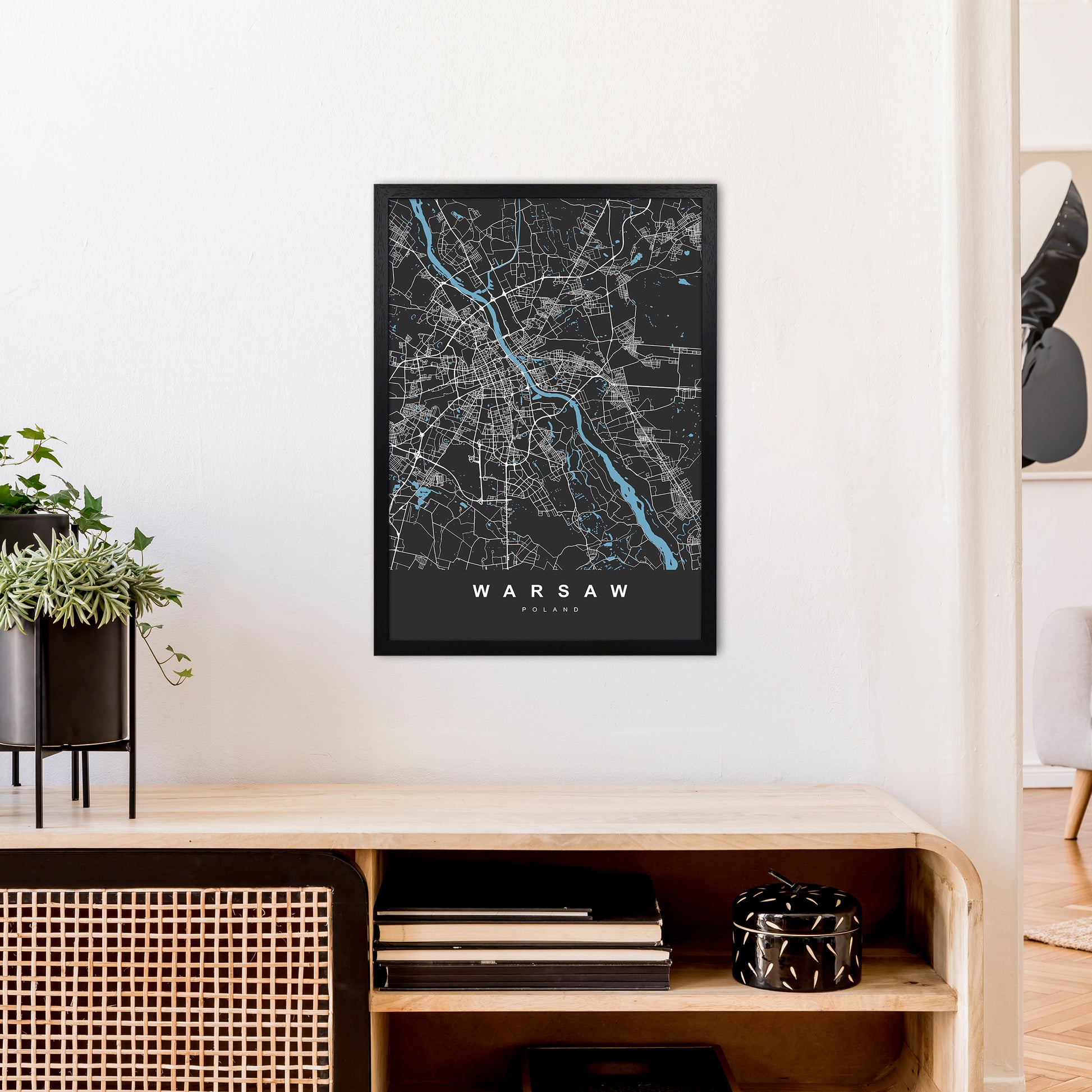 Warsaw Art Print by UrbanMaps A2 White Frame