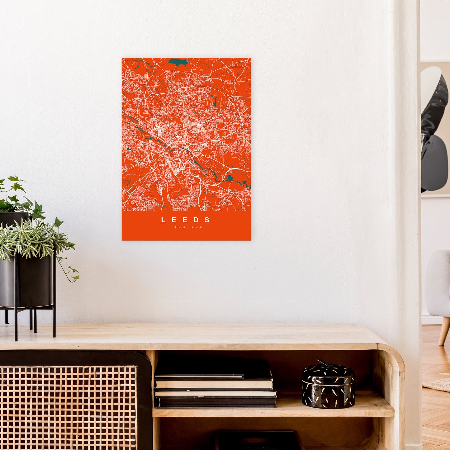 Leeds I Art Print by UrbanMaps A2 Black Frame