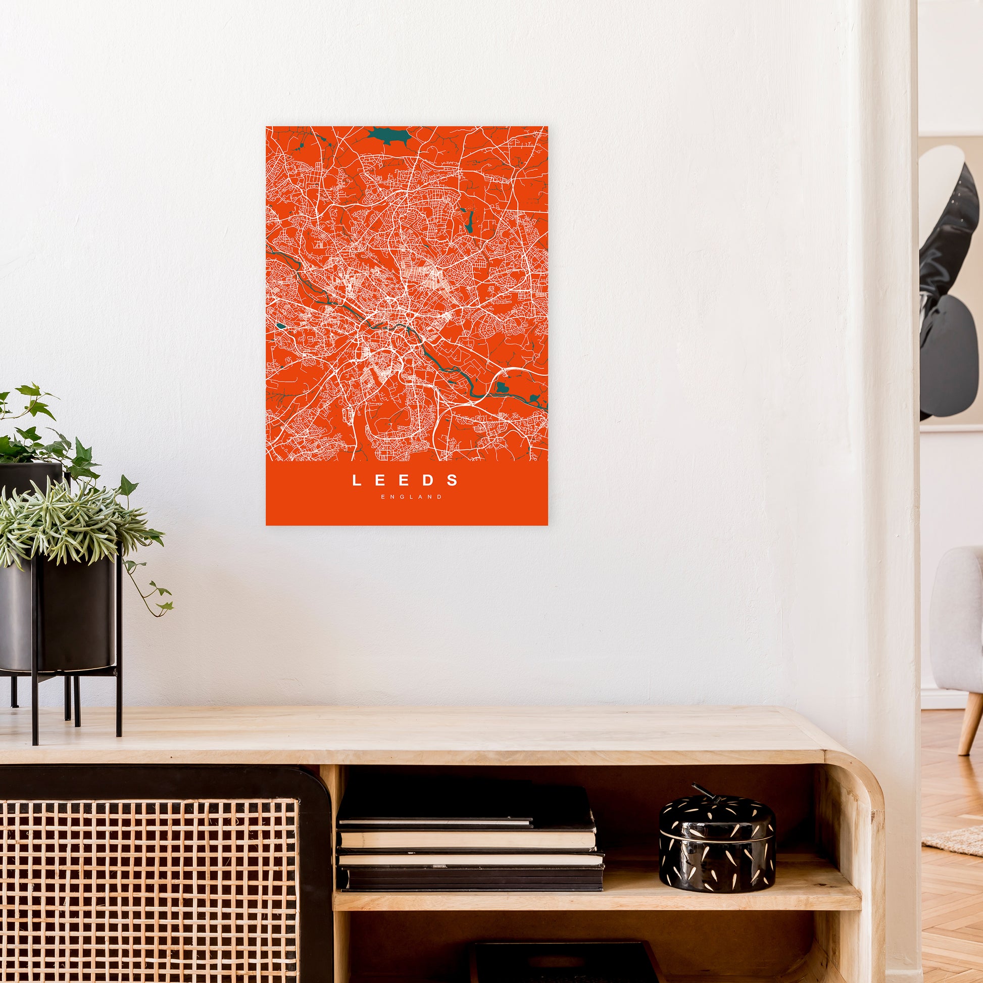 Leeds I Art Print by UrbanMaps A2 Black Frame