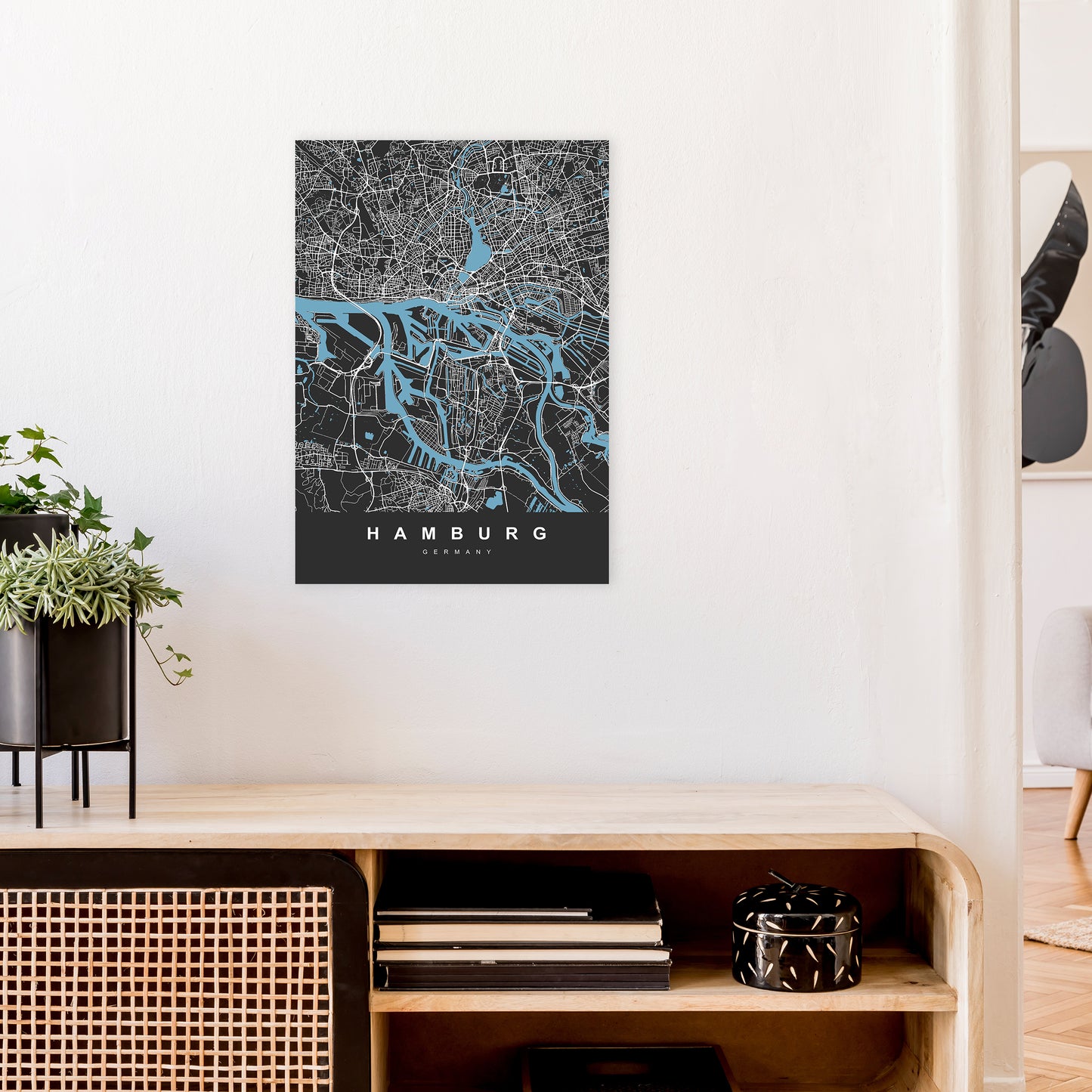 Hamburg Art Print by UrbanMaps A2 Black Frame