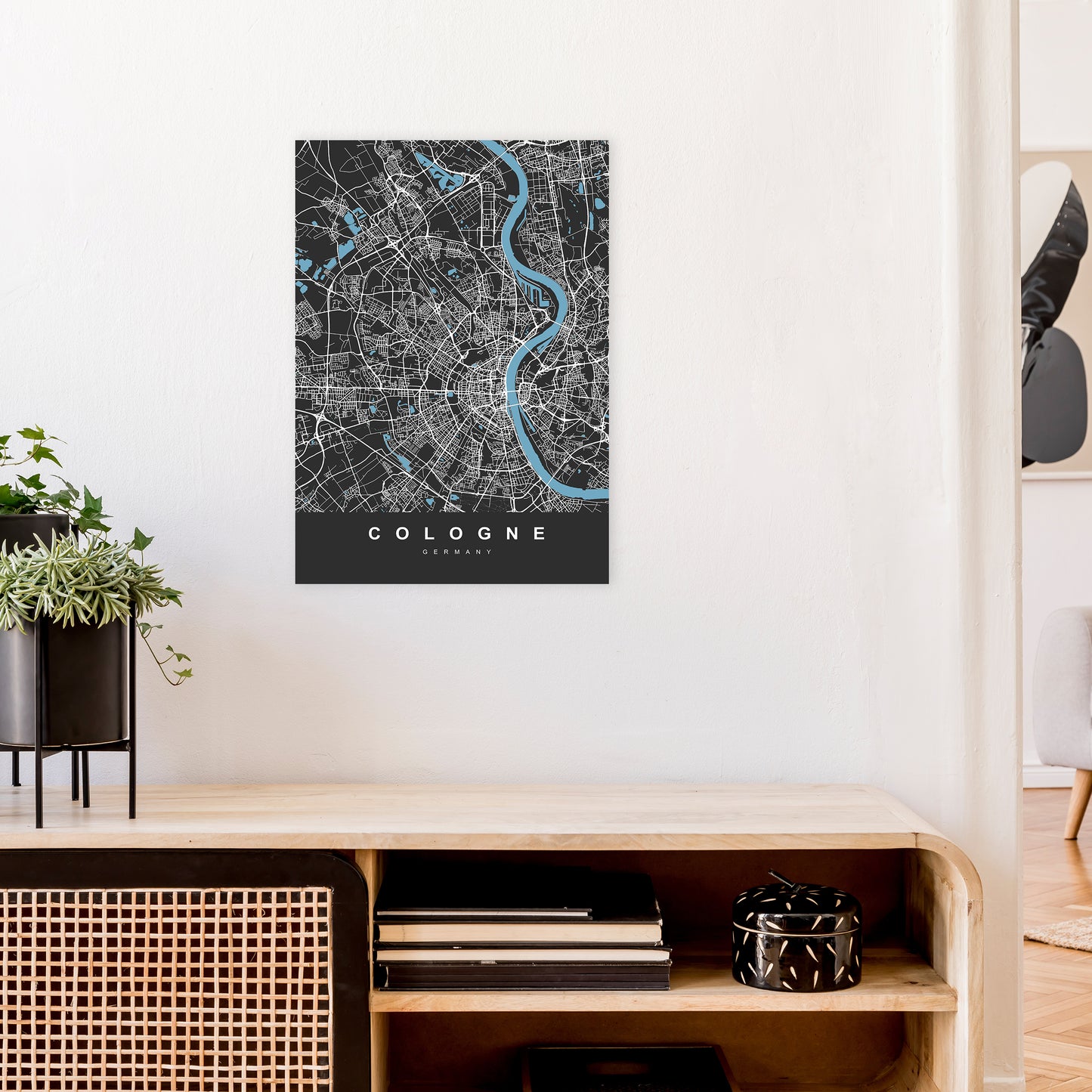 Cologne Art Print by UrbanMaps A2 Black Frame