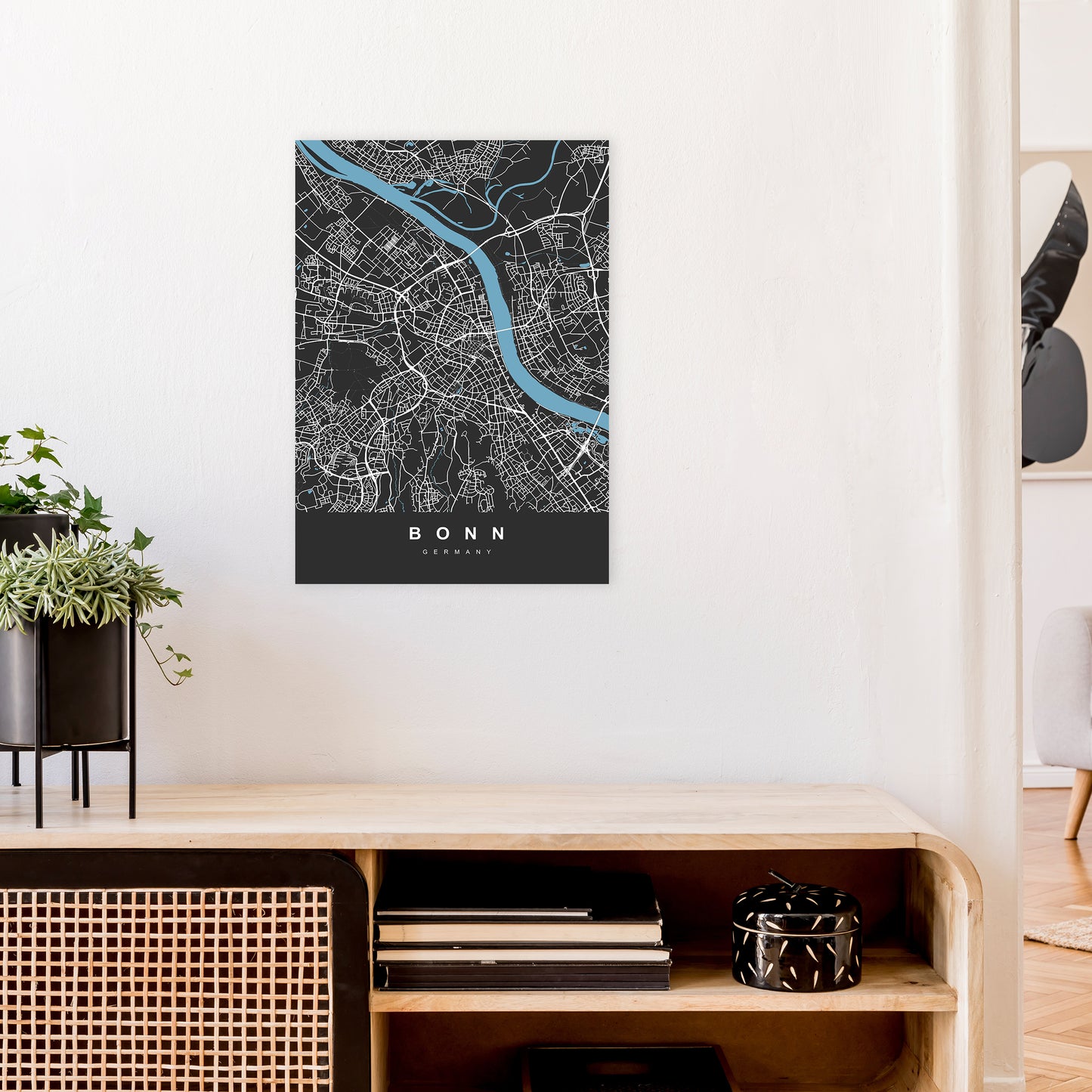 Bonn Art Print by UrbanMaps A2 Black Frame