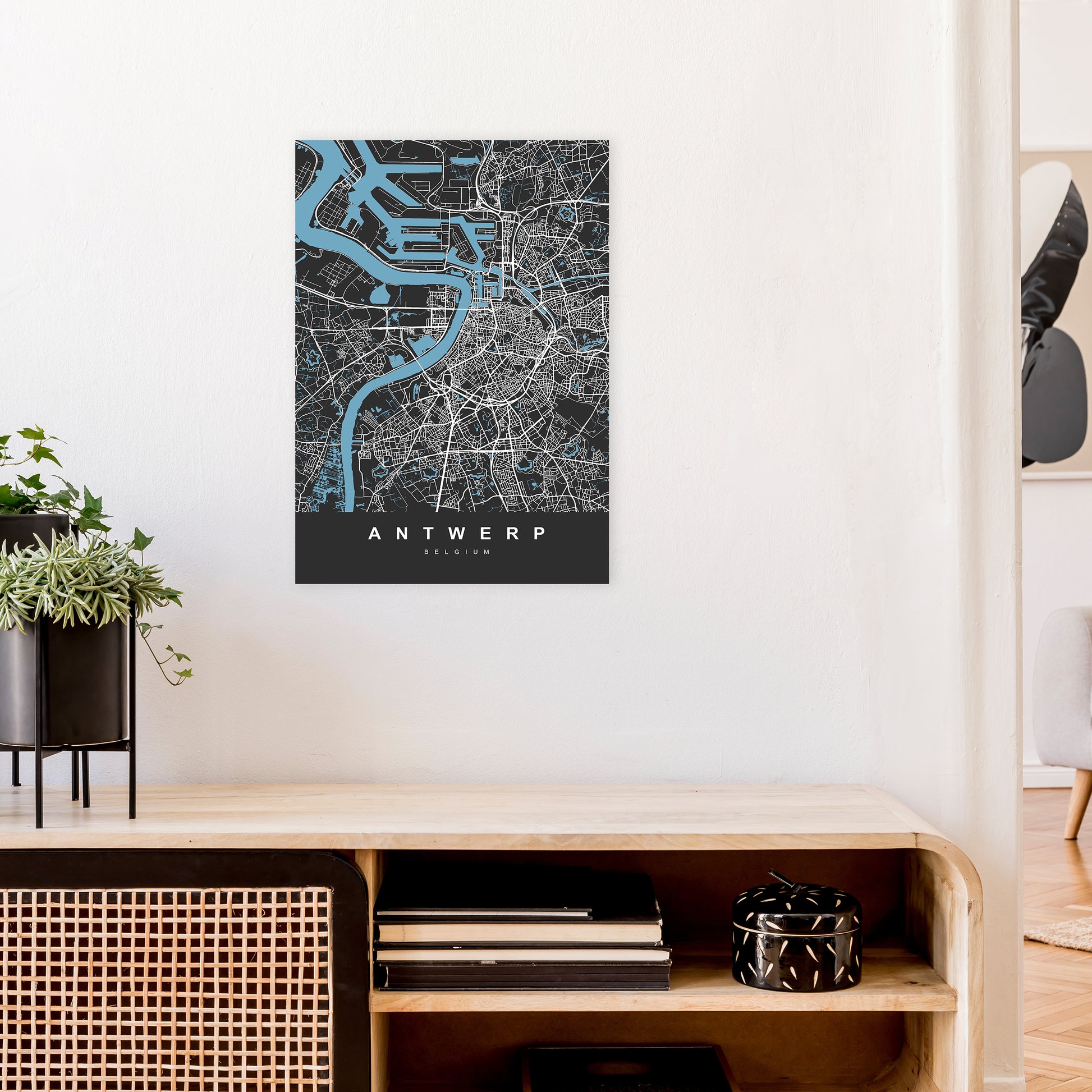 Antwerp Art Print by UrbanMaps A2 Black Frame