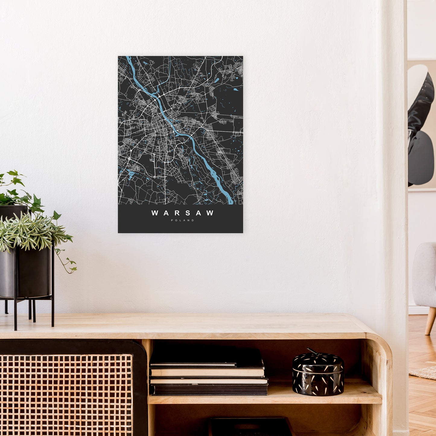 Warsaw Art Print by UrbanMaps A2 Black Frame