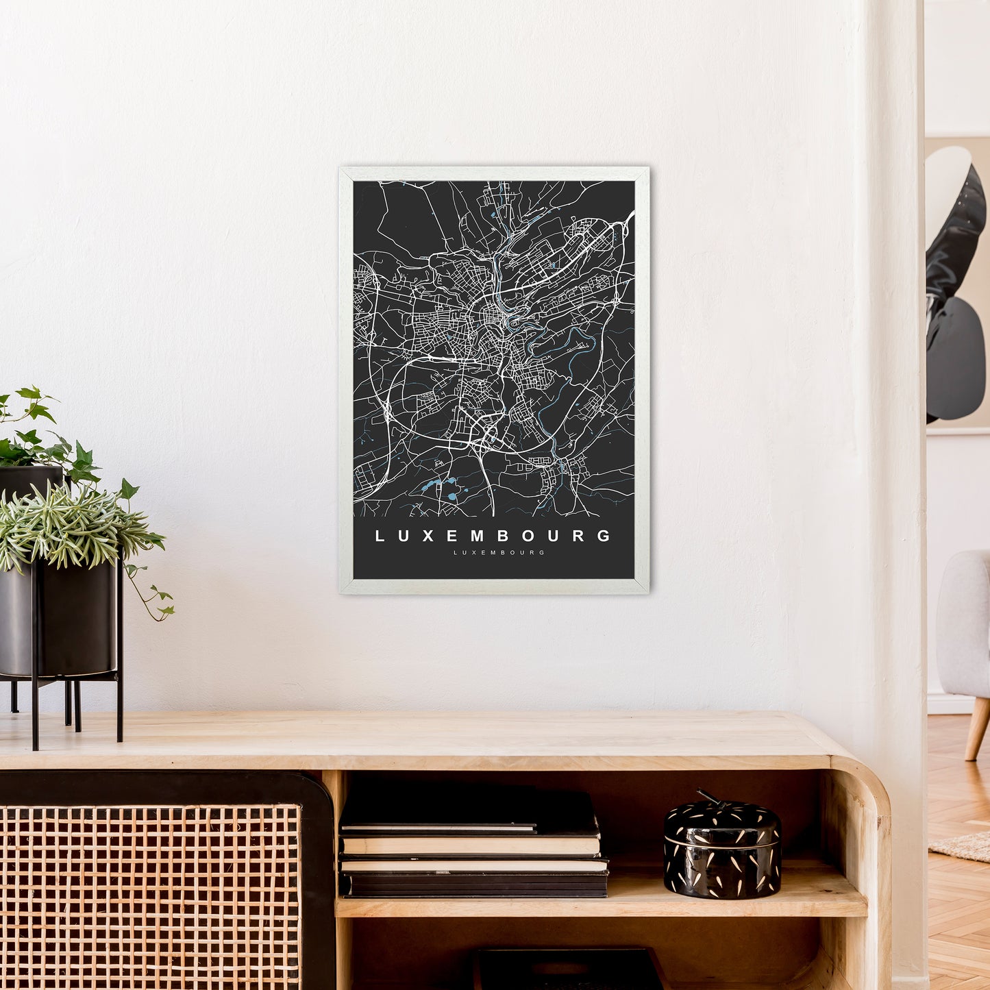 Luxembourg Art Print by UrbanMaps A2 Oak Frame